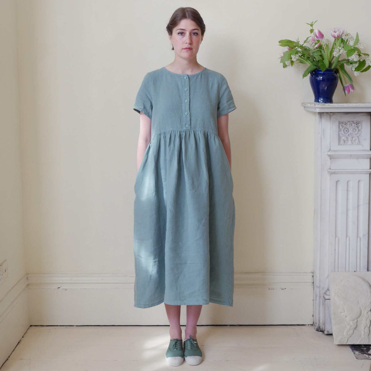 Linen button down dress online