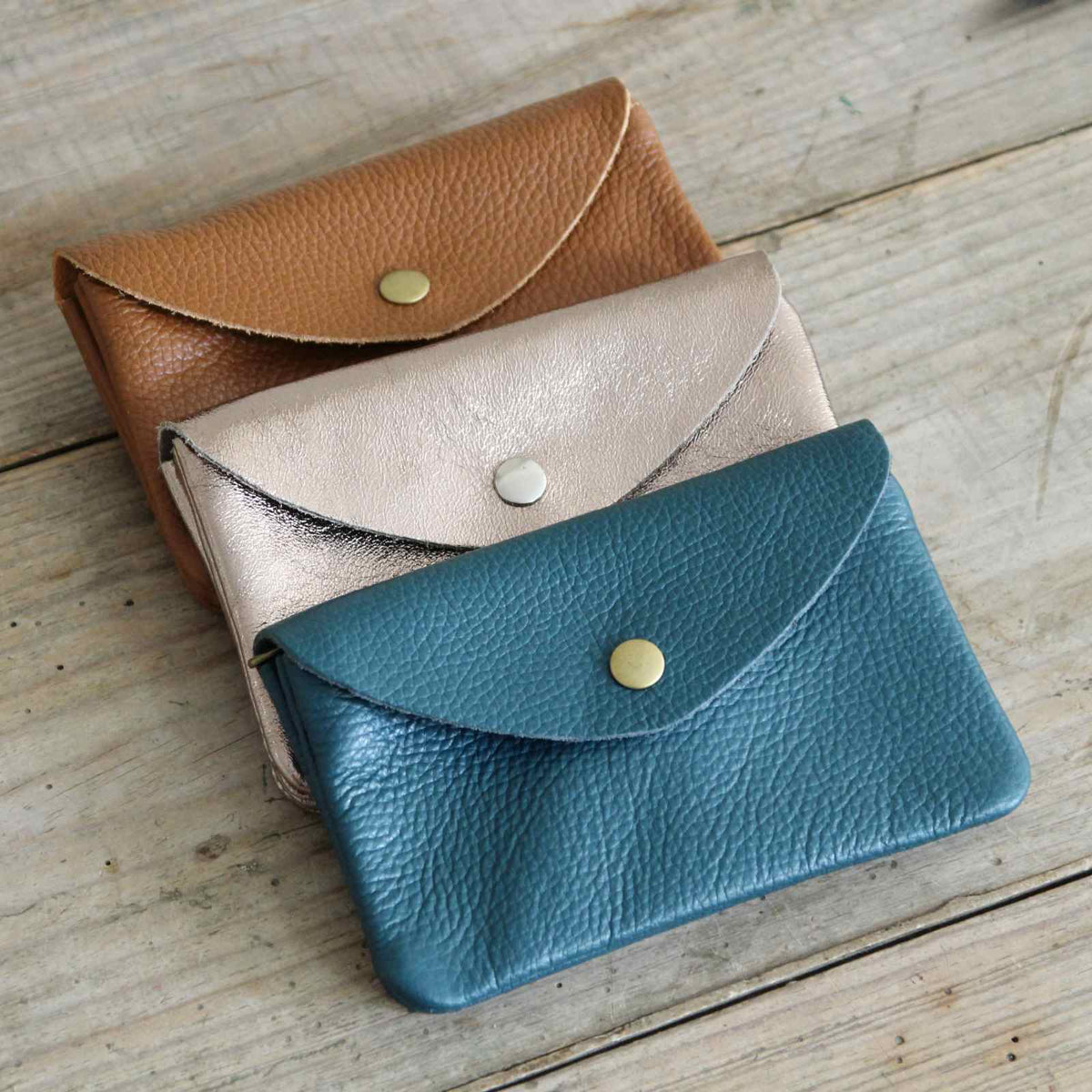 Teal Leather Clutch Bag