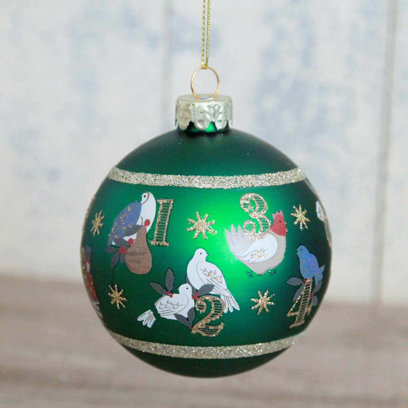 12 Days of Christmas Glass Ball - Green