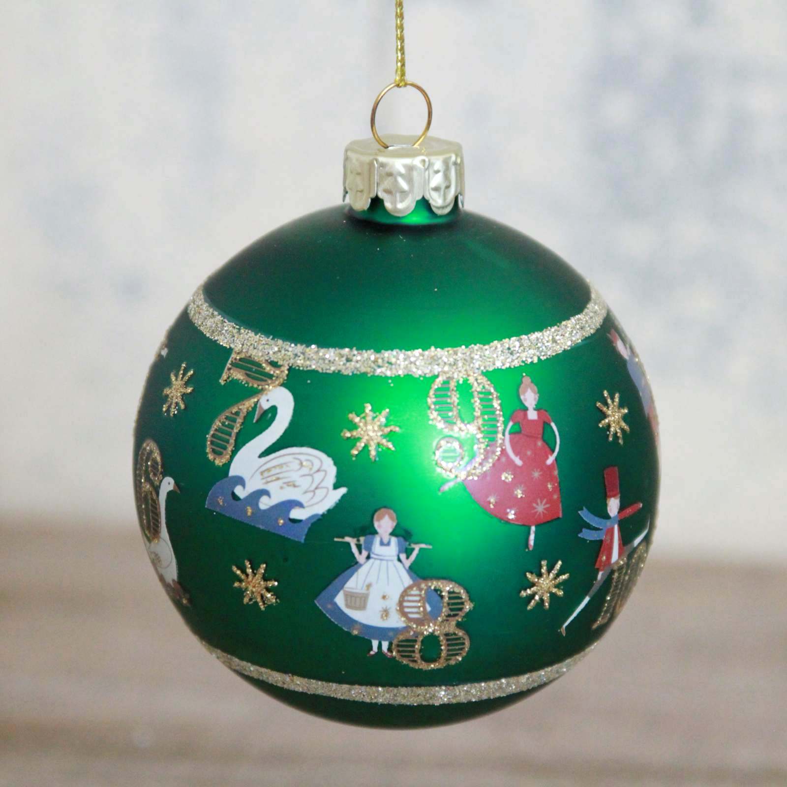 12 Days of Christmas Glass Ball - Green