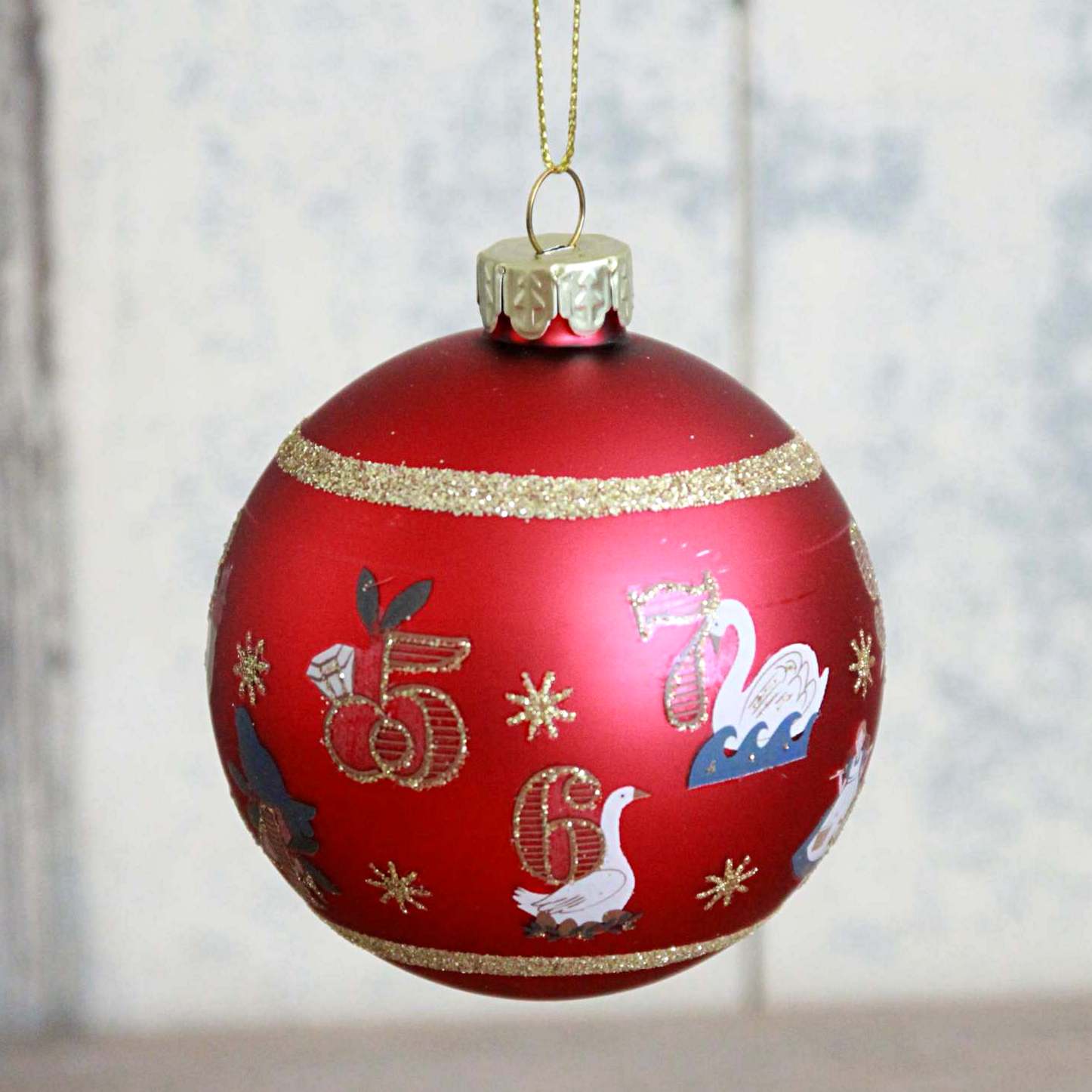 12 Days of Christmas Glass Ball  - Red