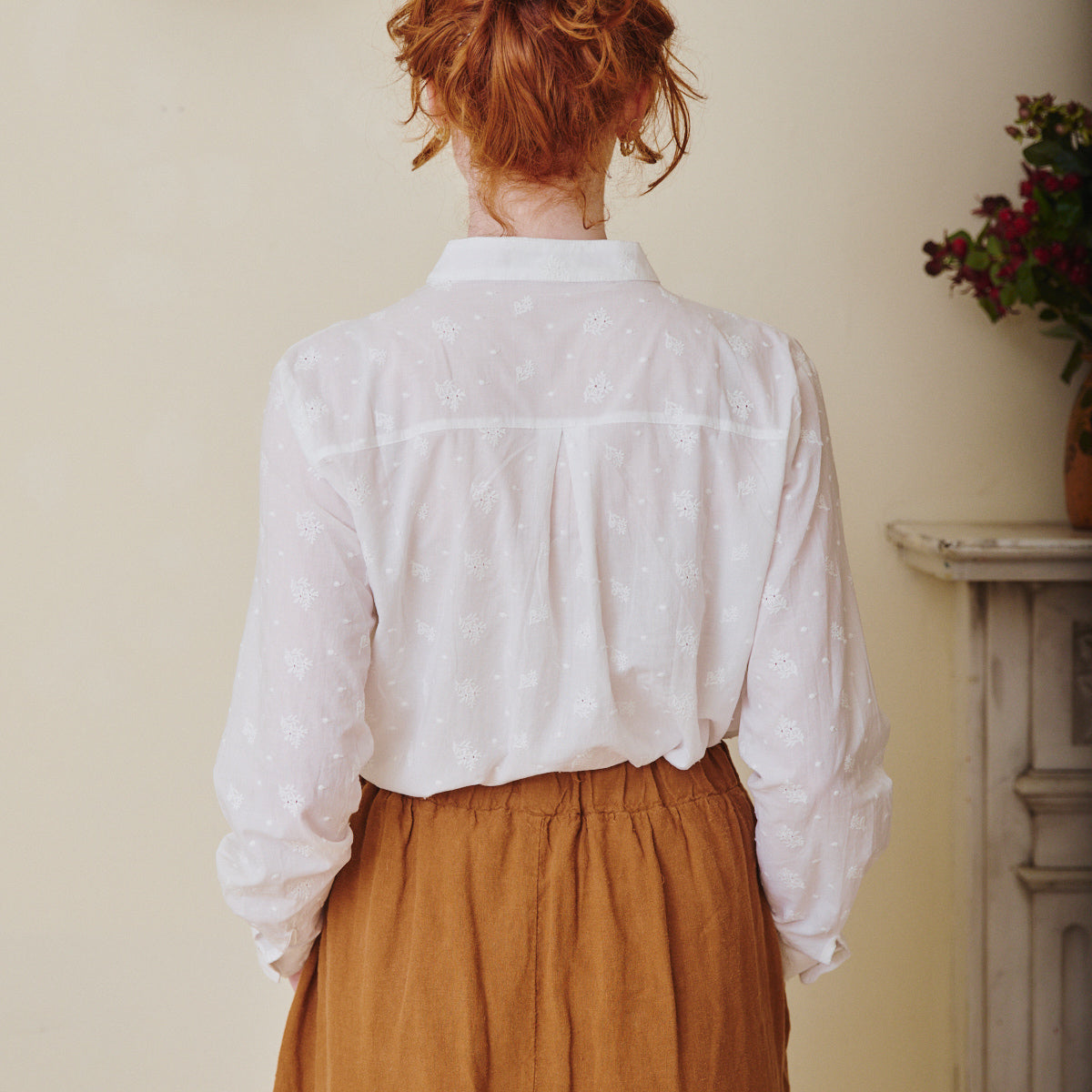 White Mandarin Collar Blouse