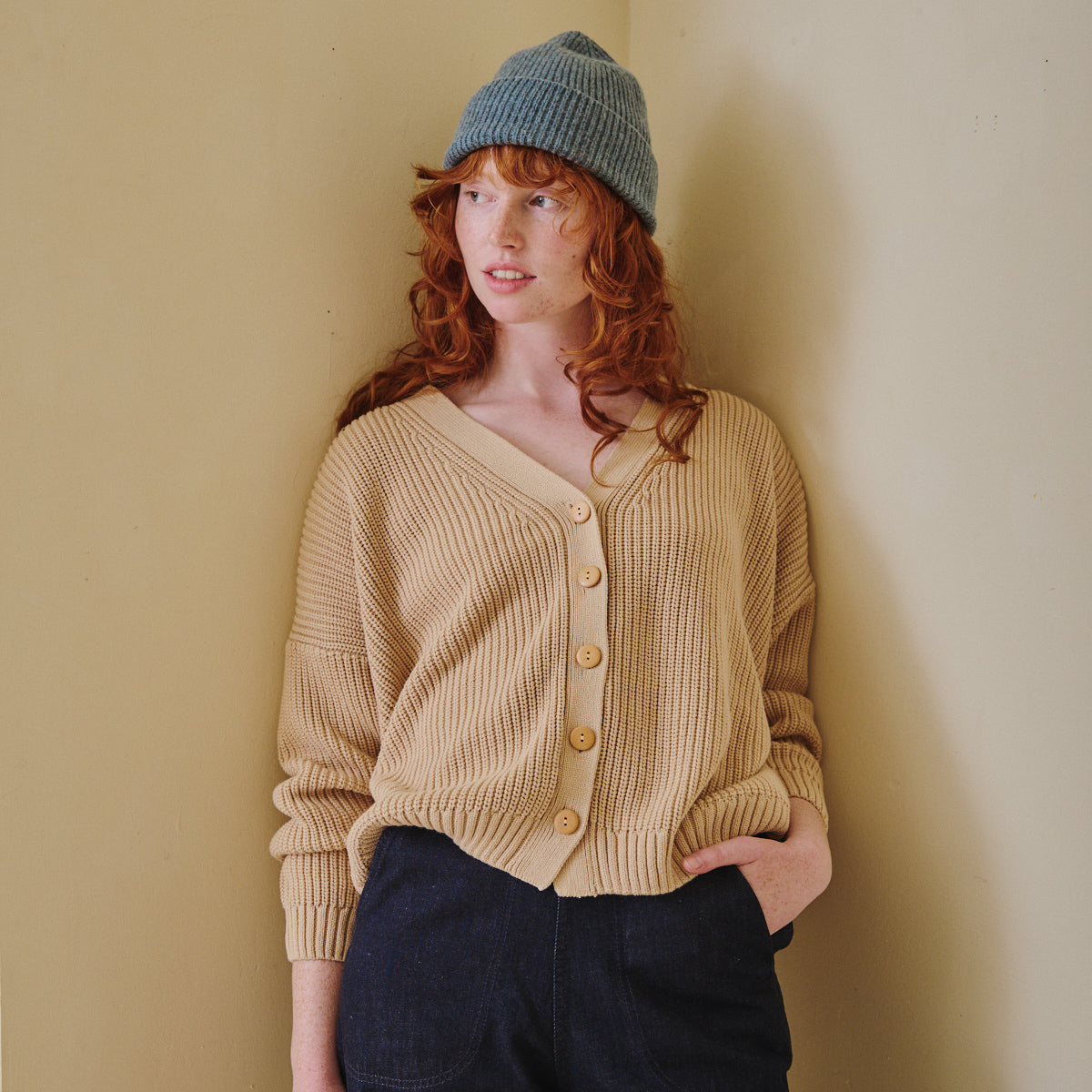 Ribbed Cardigan - Sand