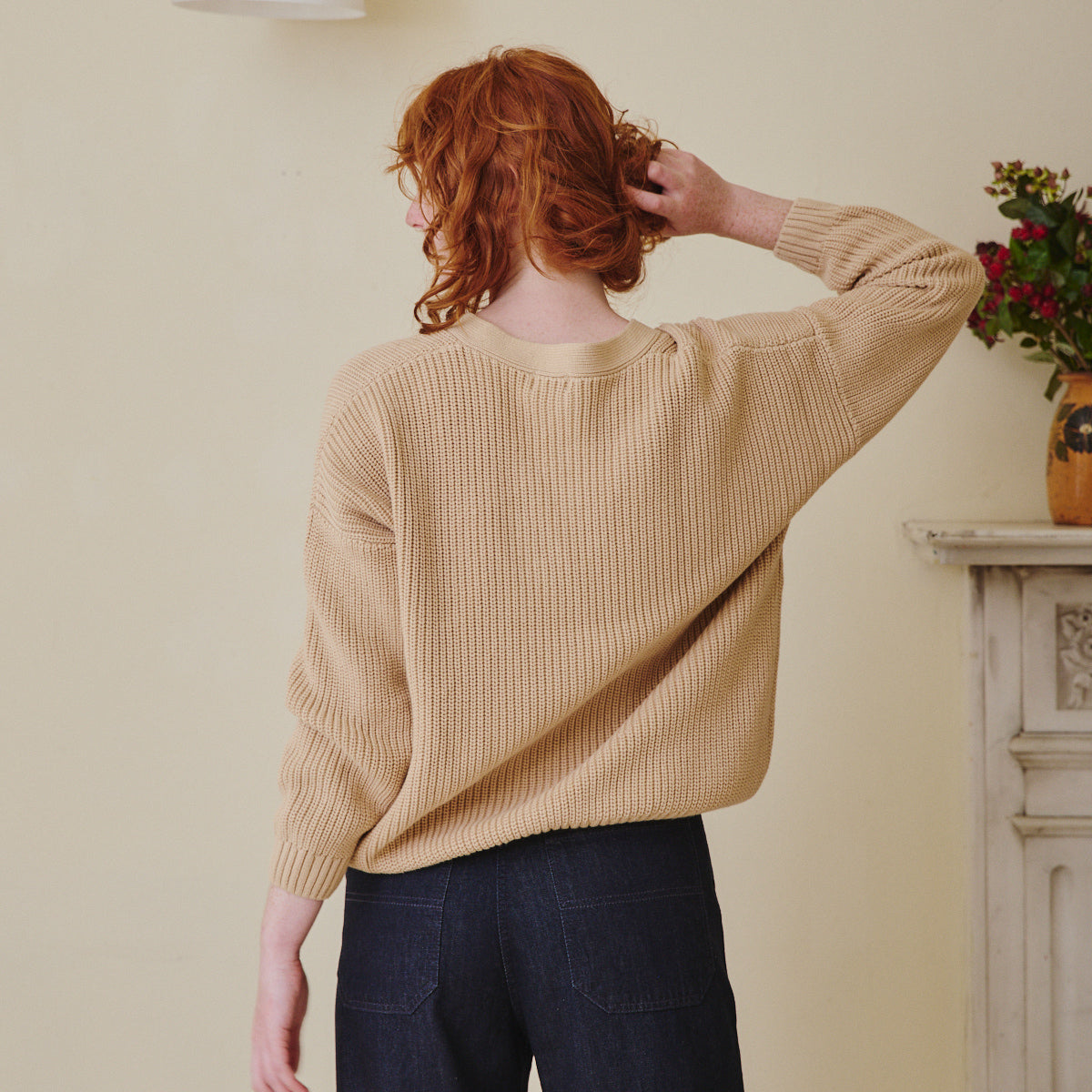 Ribbed Cardigan - Sand