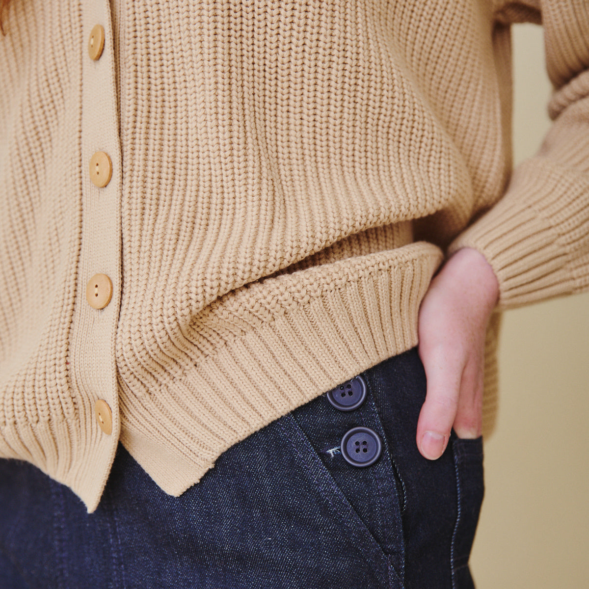 Ribbed Cardigan - Sand