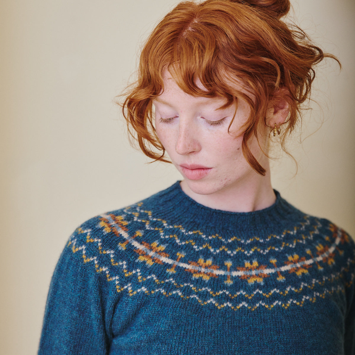 Fair Isle Crew Neck Jumper - Teal