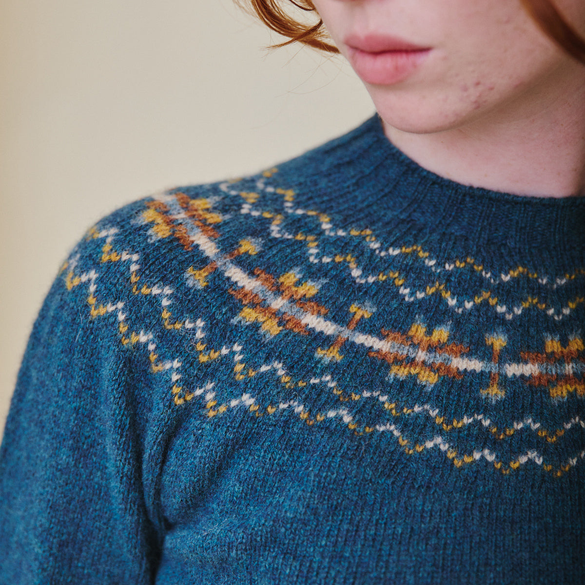 Fair Isle Crew Neck Jumper - Teal