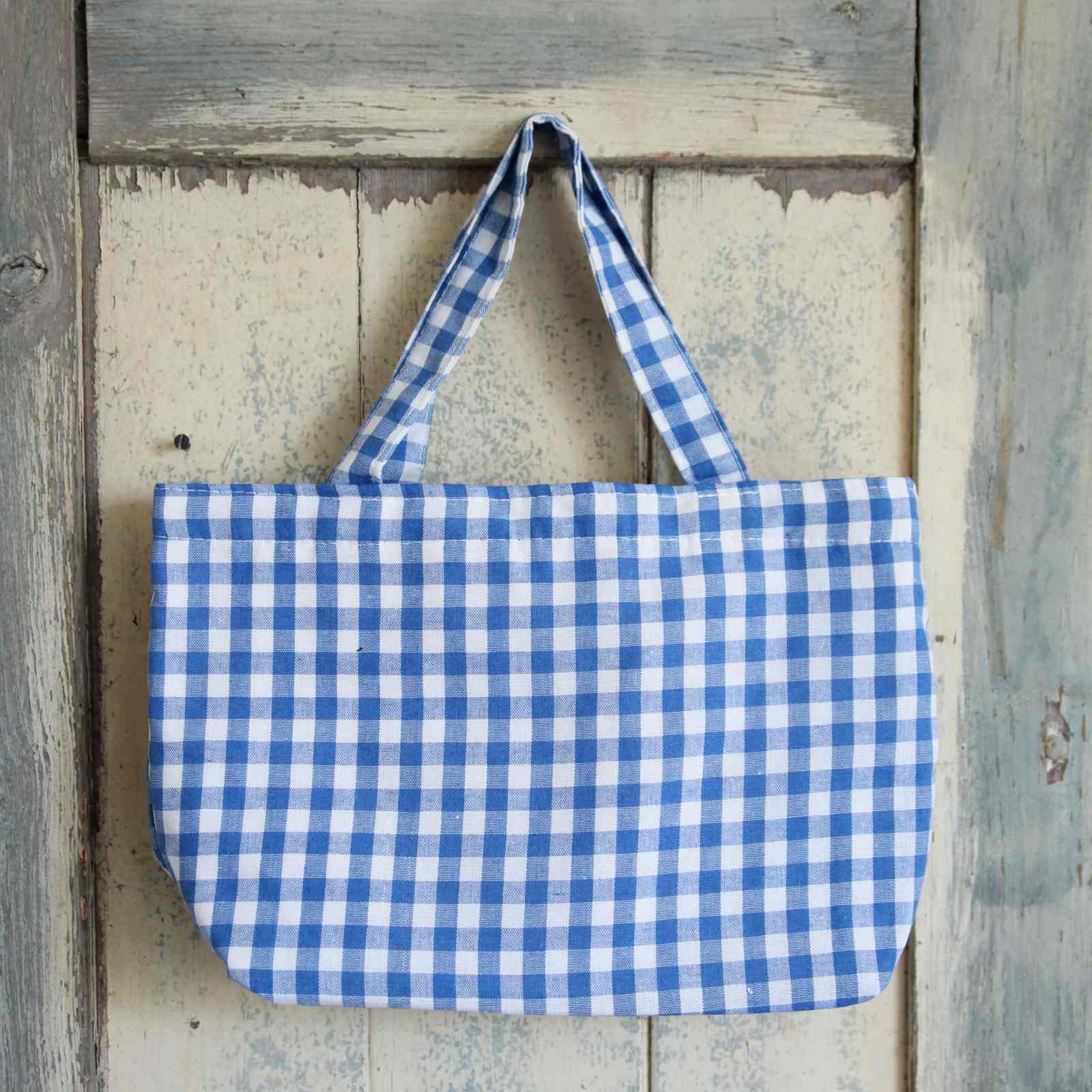 Mini Tote Bag - Blue Gingham