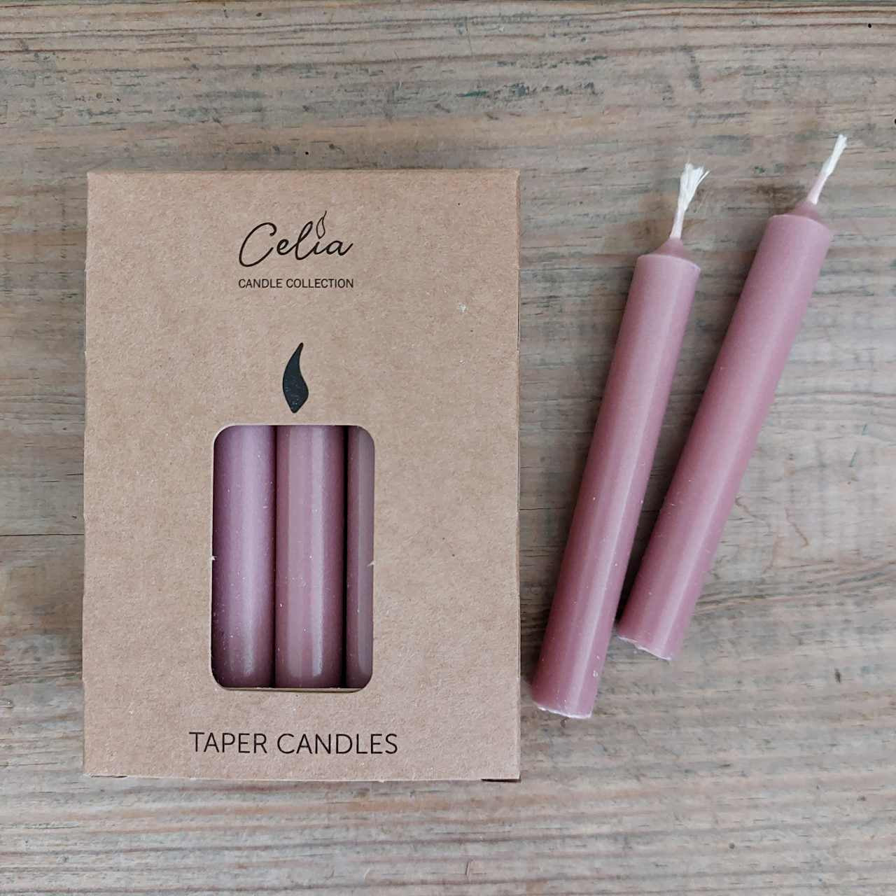 Box of 12 Taper Candles - Old Rose