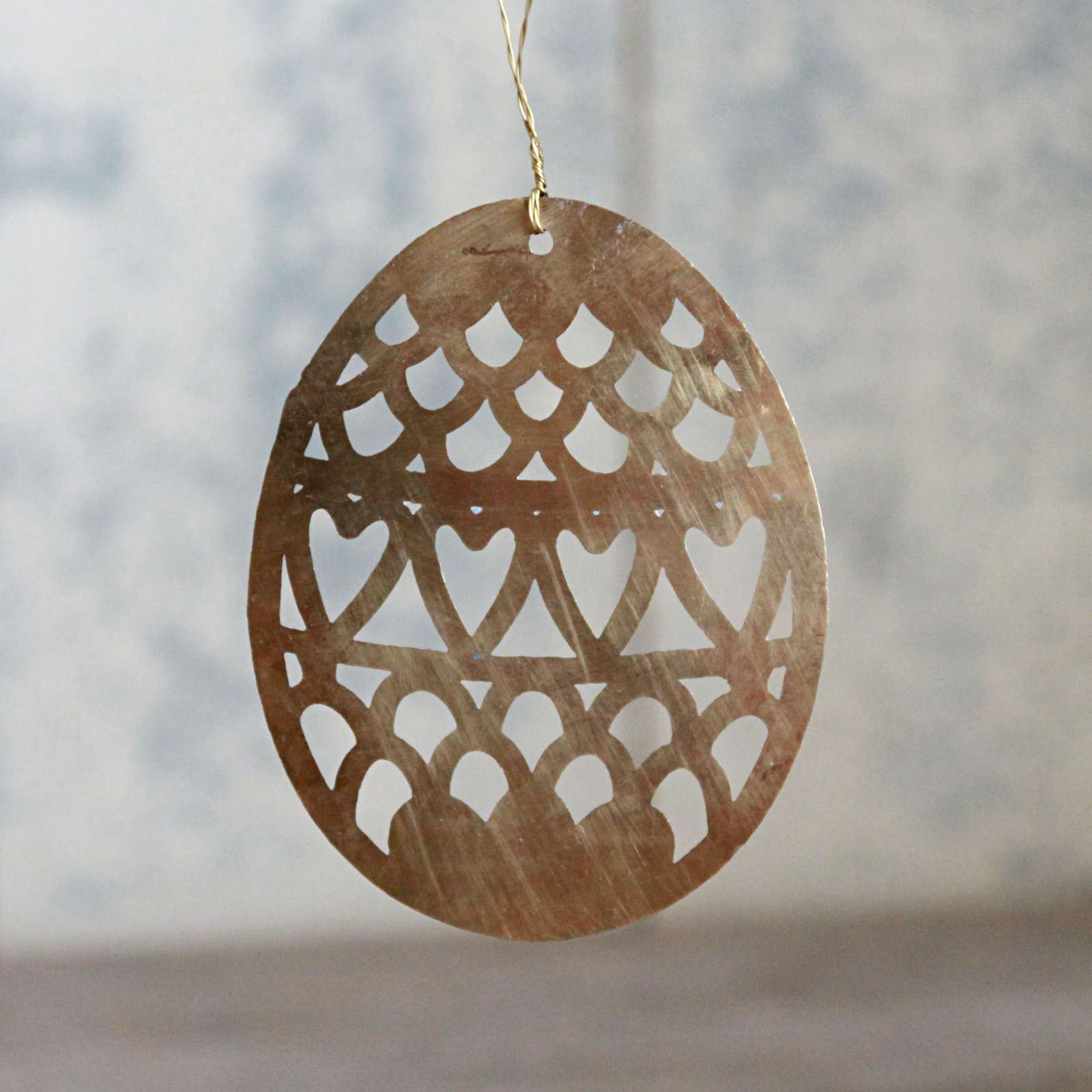 Hanging Brass Egg Decoration Heart