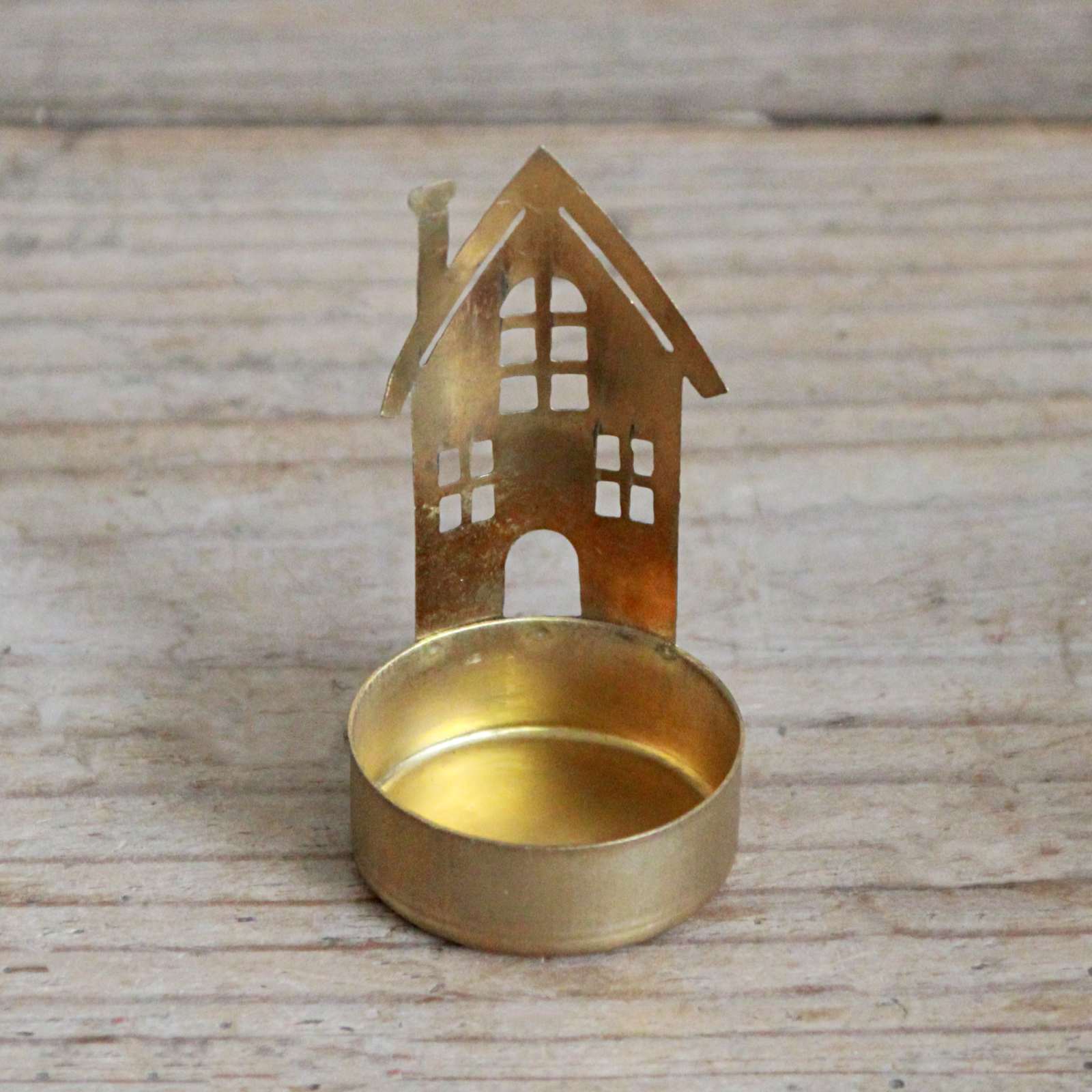 Brass House Tea Light Holder