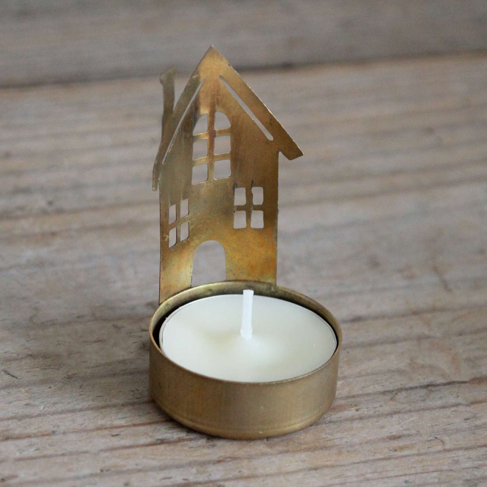 Brass House Tea Light Holder