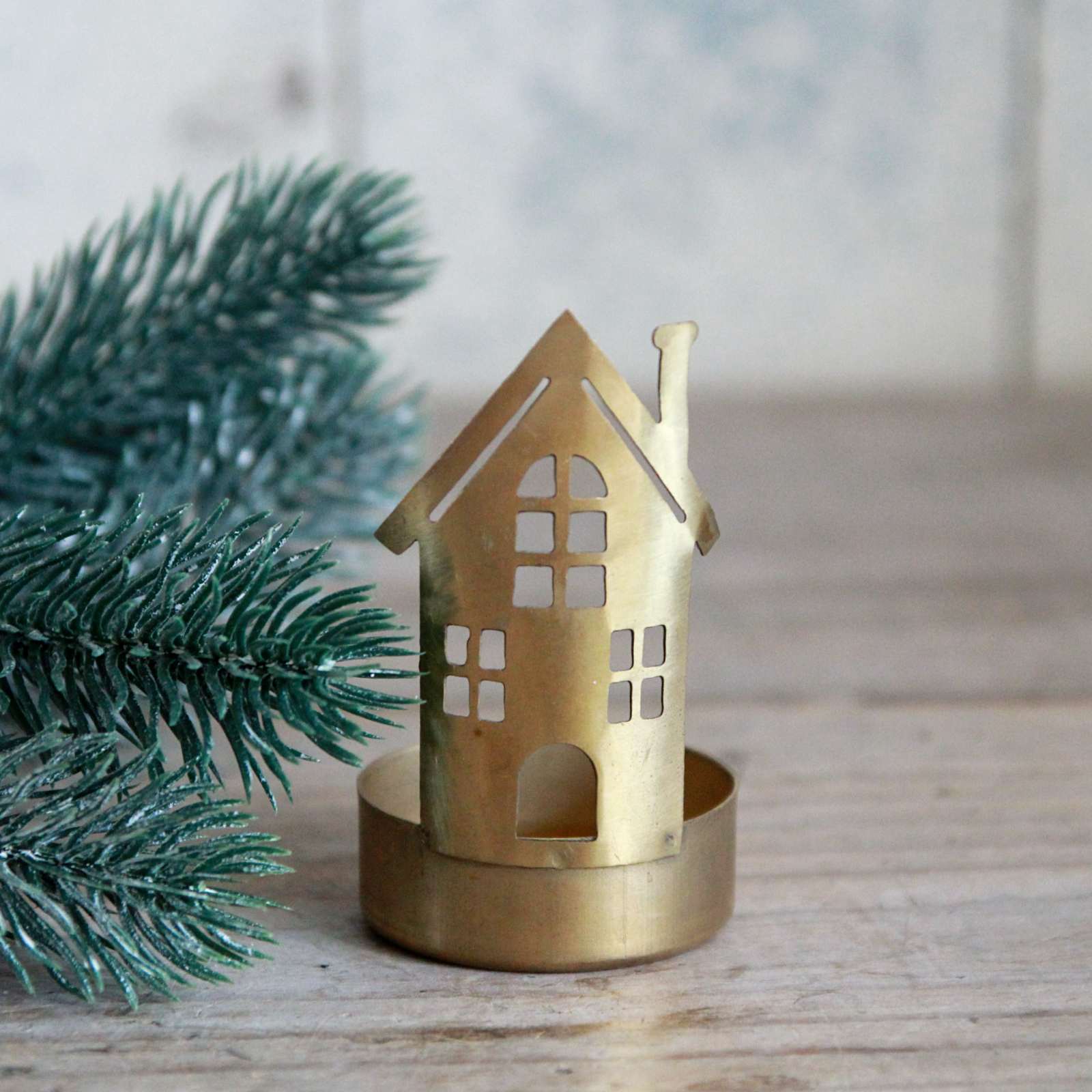 Brass House Tea Light Holder