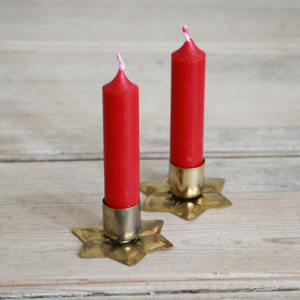 Brass Star Candle Holder Red candles