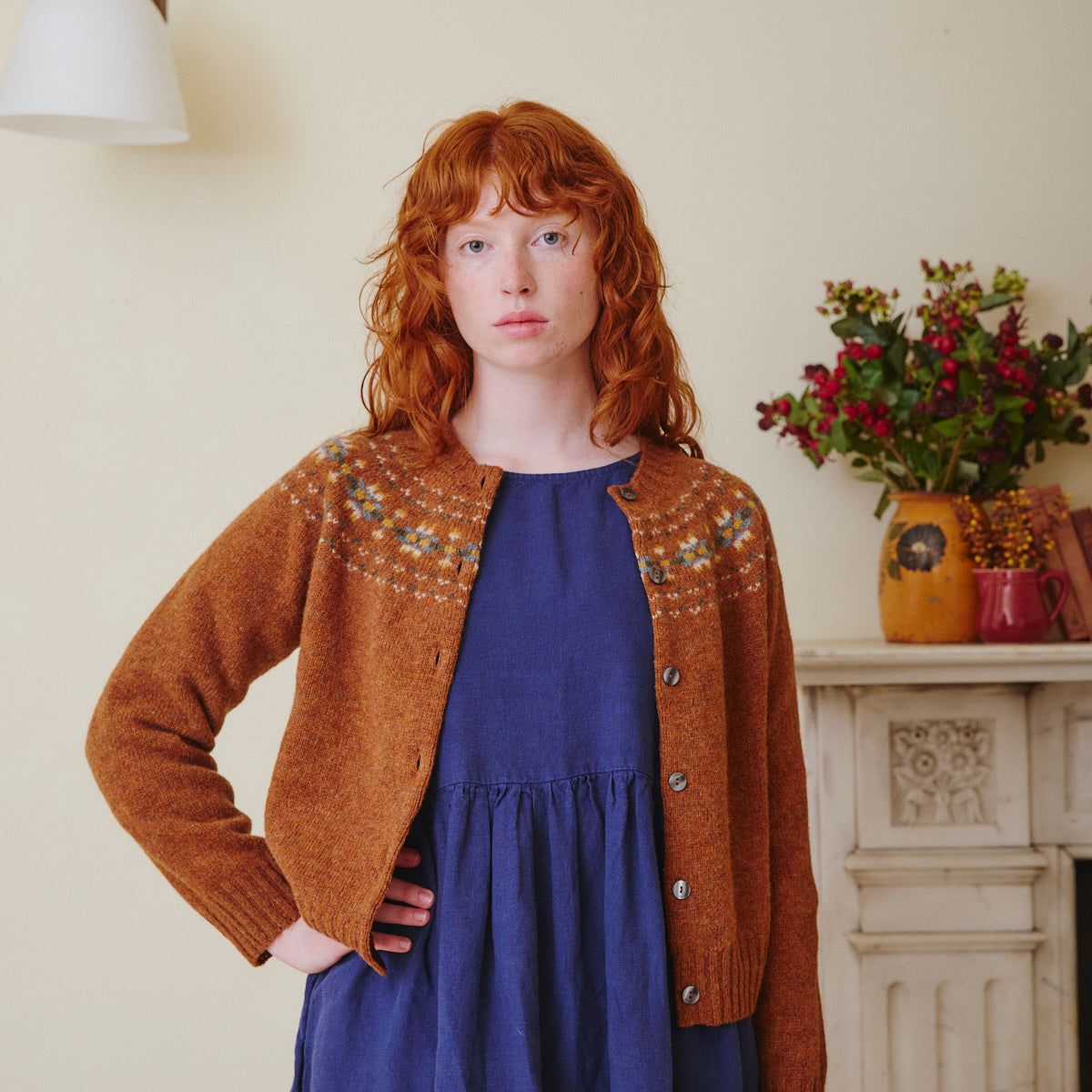 Fair Isle Cardigan in Sienna