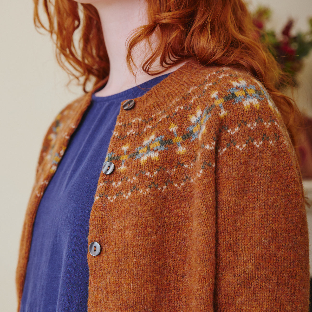 Fair Isle Cardigan in Sienna