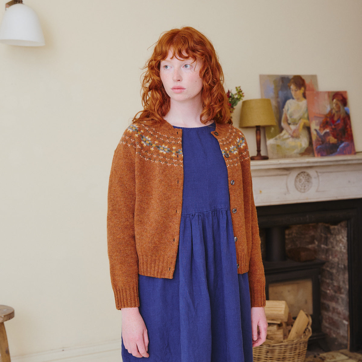 Fair Isle Cardigan in Sienna