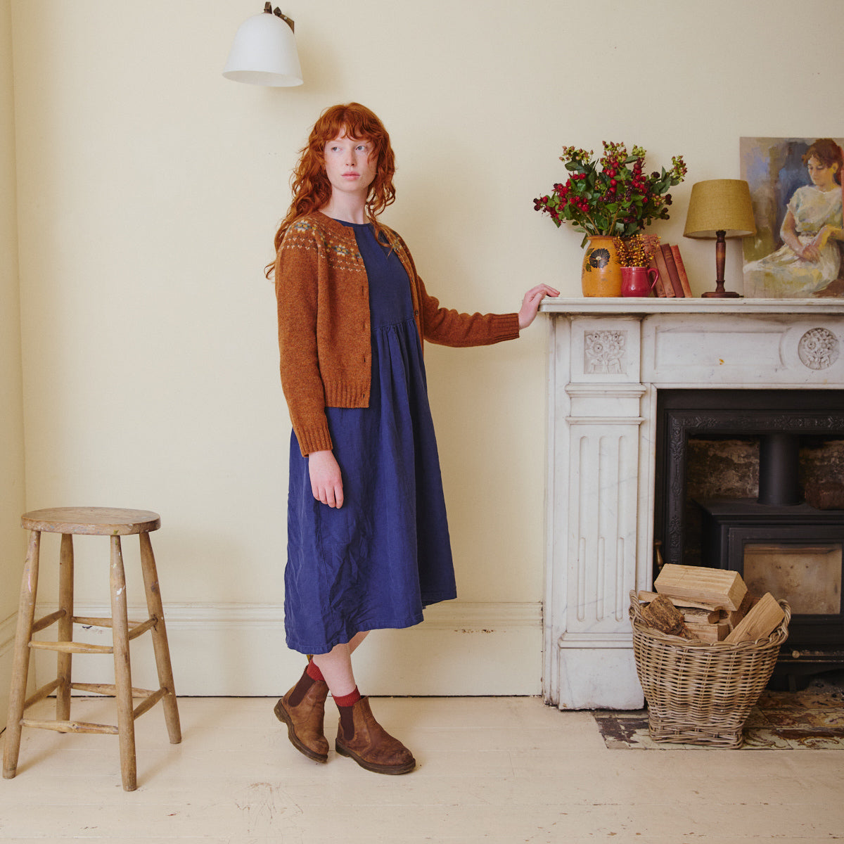 Fair Isle Cardigan in Sienna