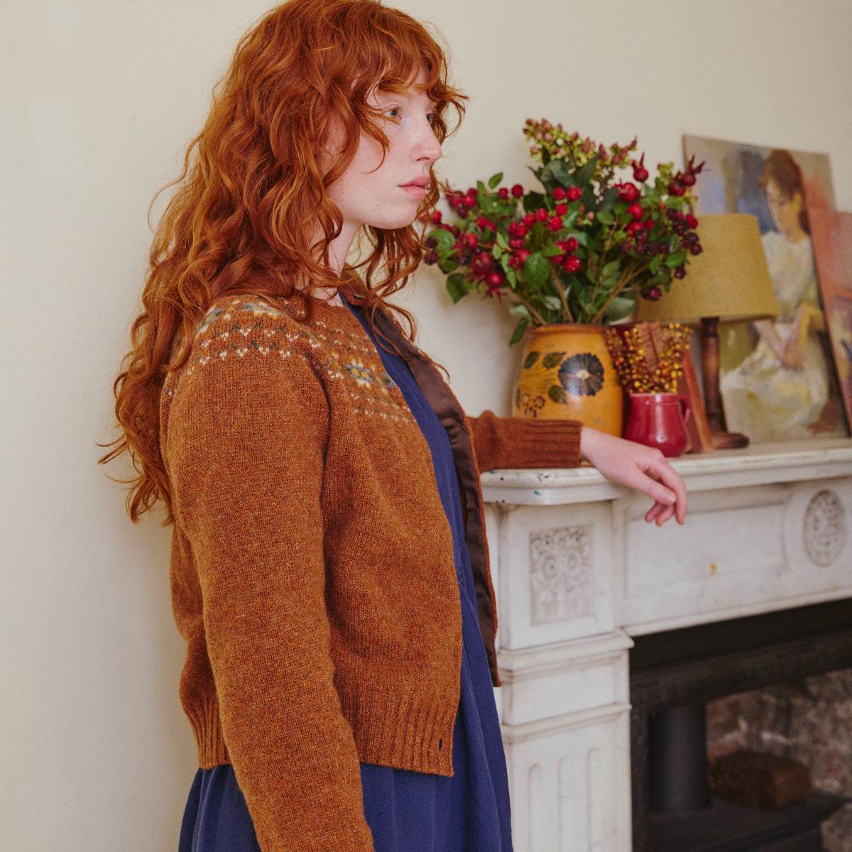 Fair Isle Cardigan in Sienna