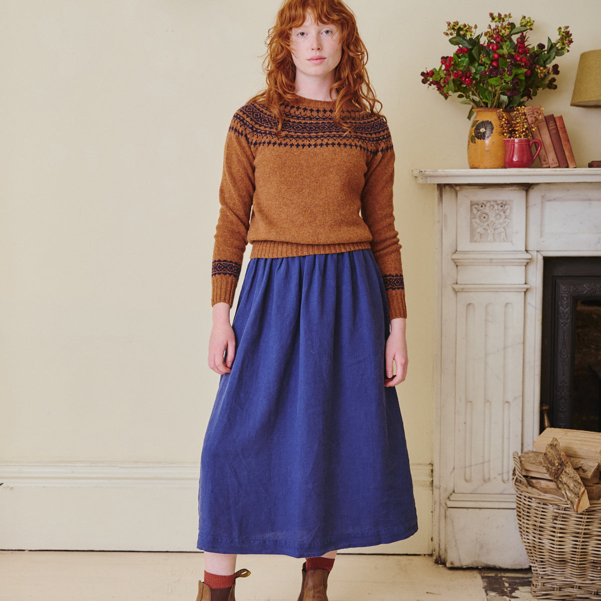 Classic Fair Isle Jumper - Sienna & Navy