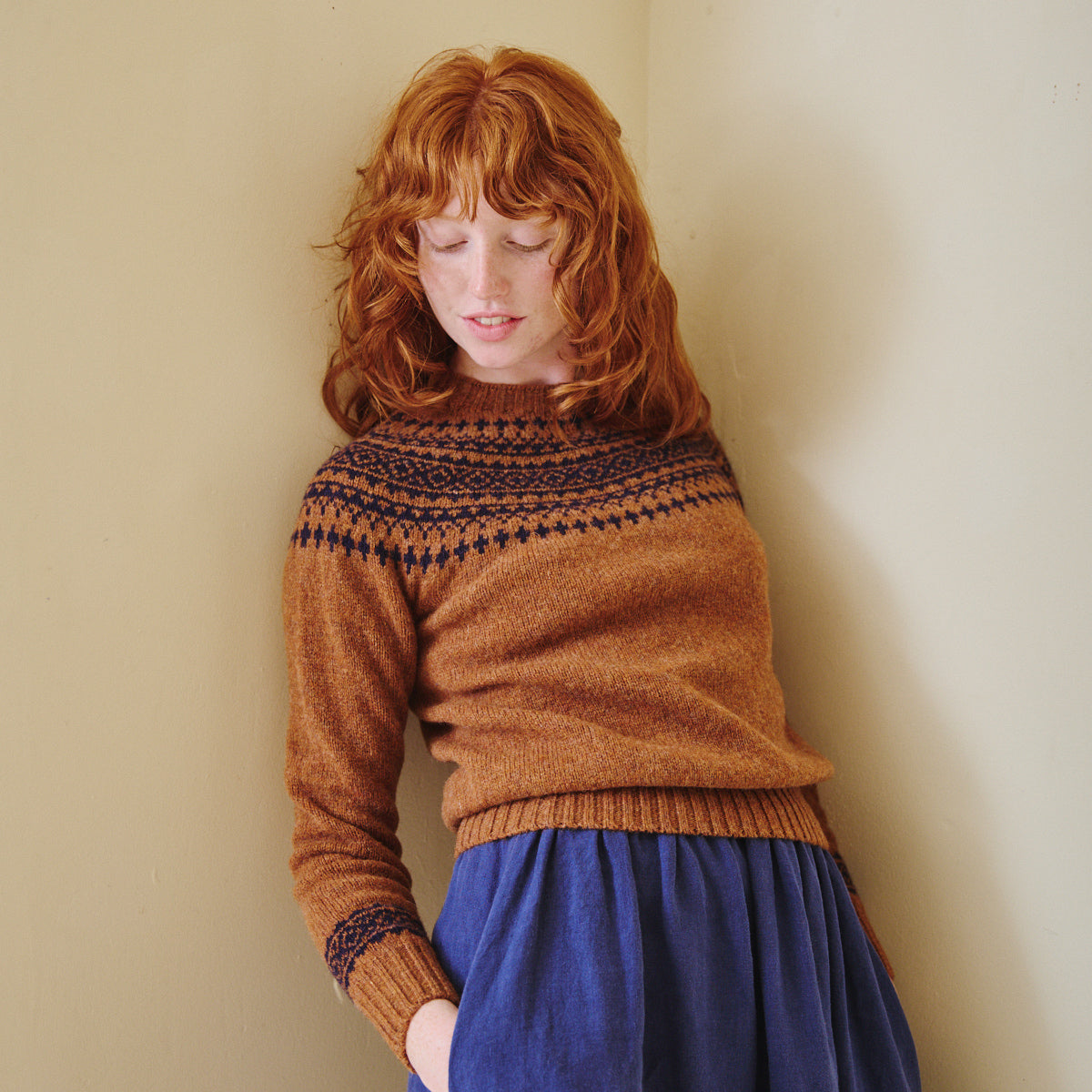 Classic Fair Isle Jumper - Sienna & Navy