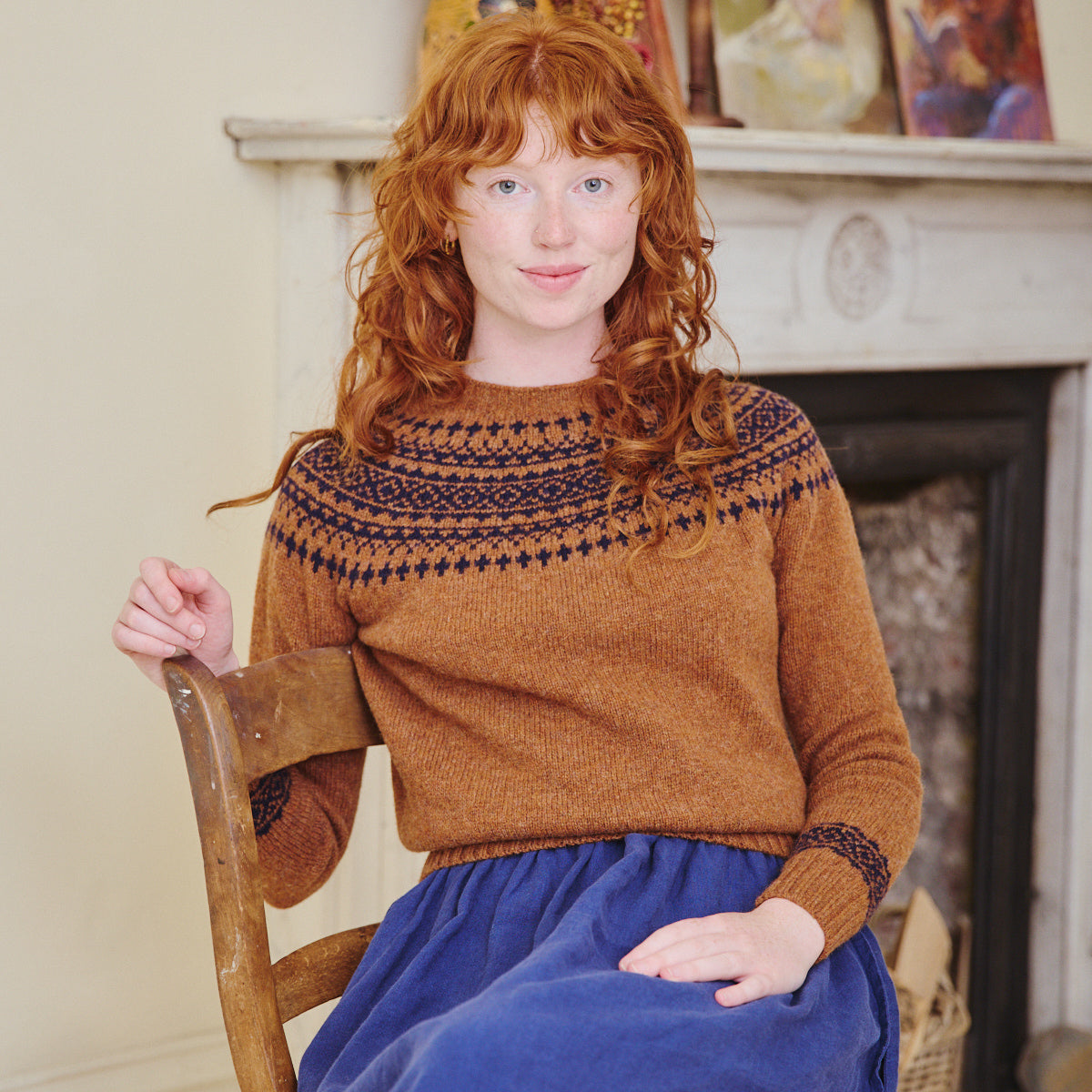 Classic Fair Isle Jumper - Sienna & Navy