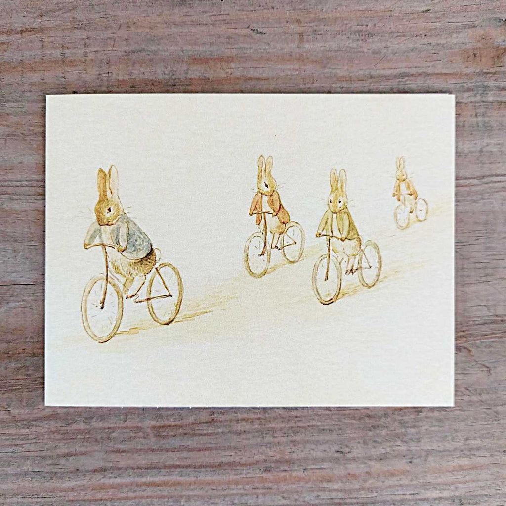 Bunnies on Bikes - Petite Vintage Greeting Card