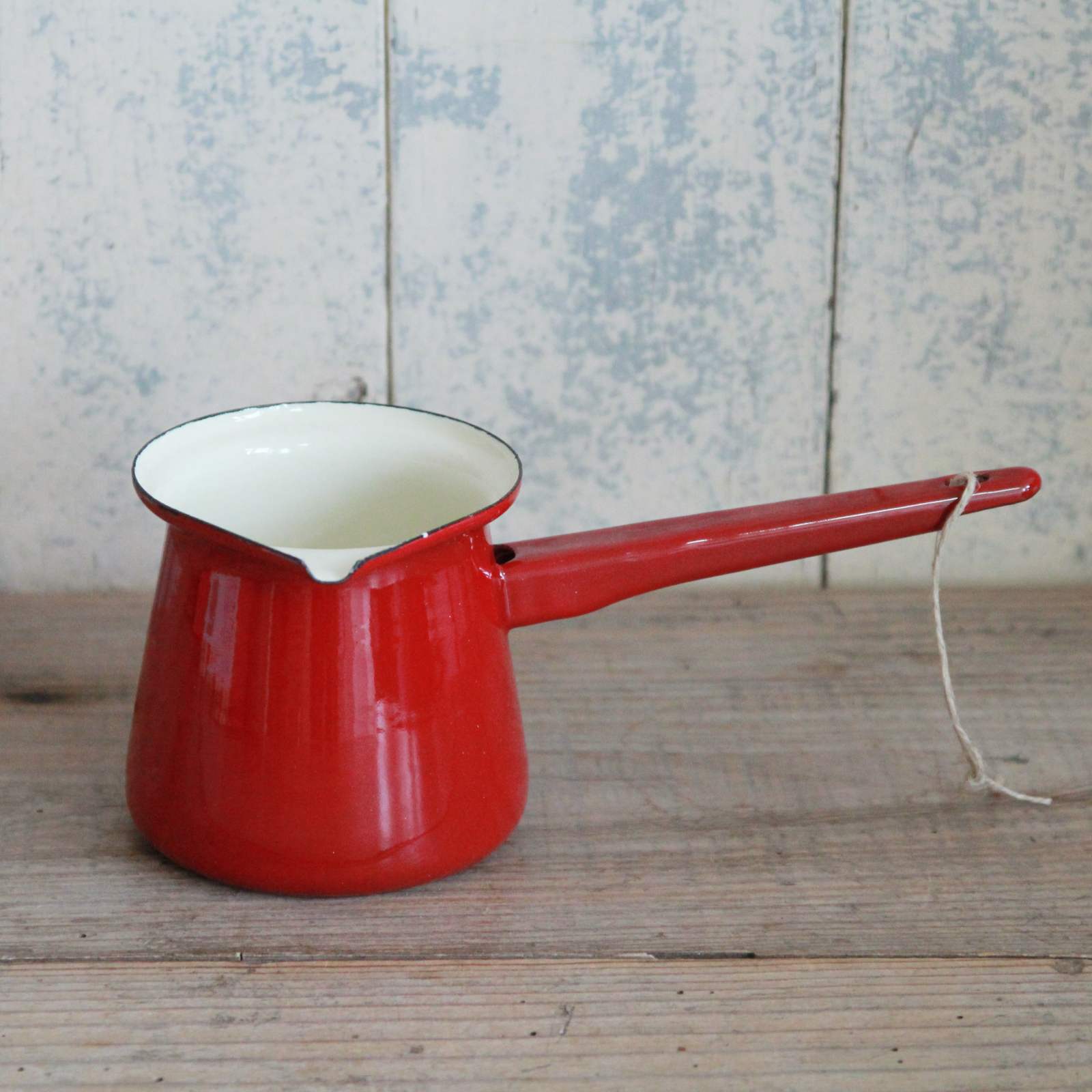 Red Enamel Turkish Coffee Pot Milk Pan