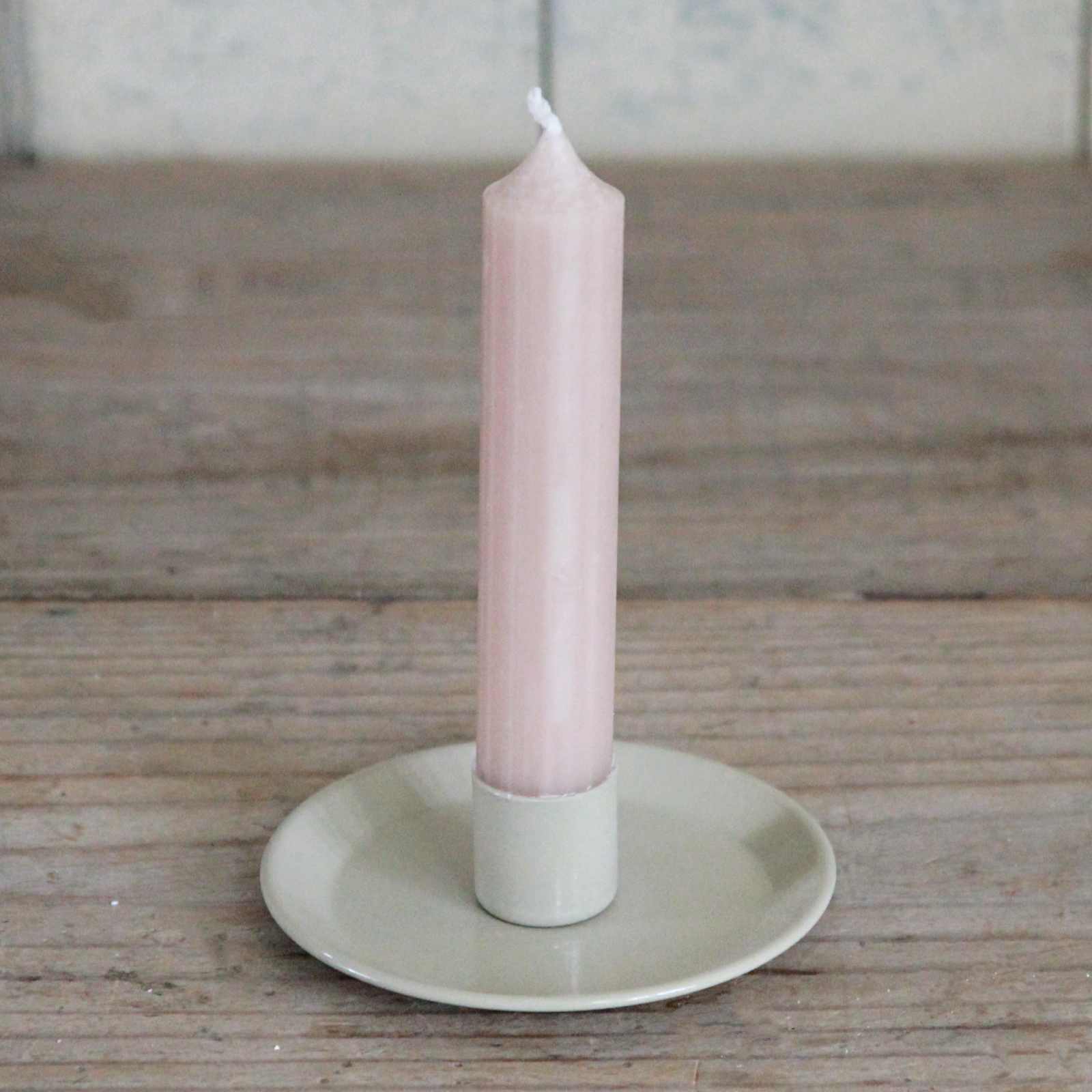 Dinner Candle Holder - Antique Cream Enamel