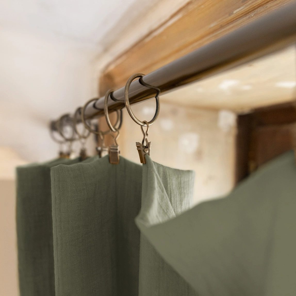 Cotton Gauze Curtain Panel - Olive