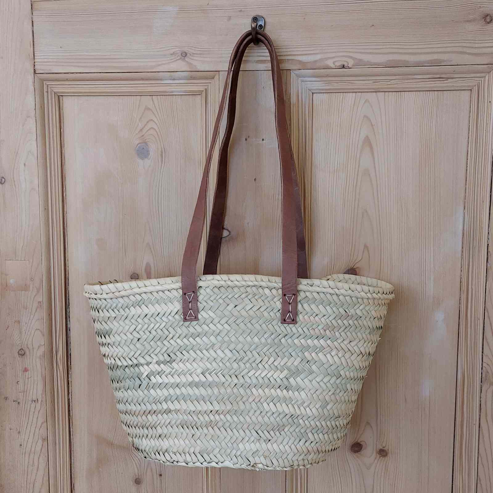 Shopping Basket - Dark Leather Handles