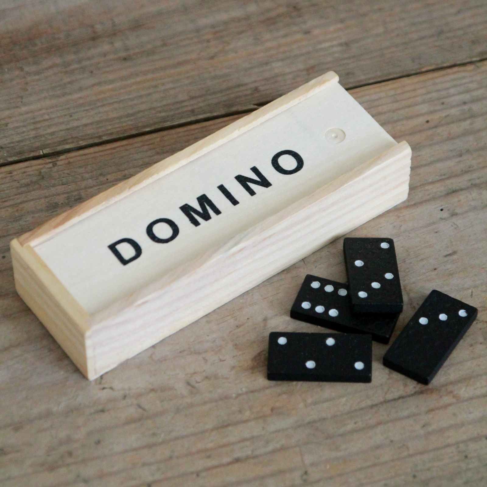 Wooden Dominoes in Box