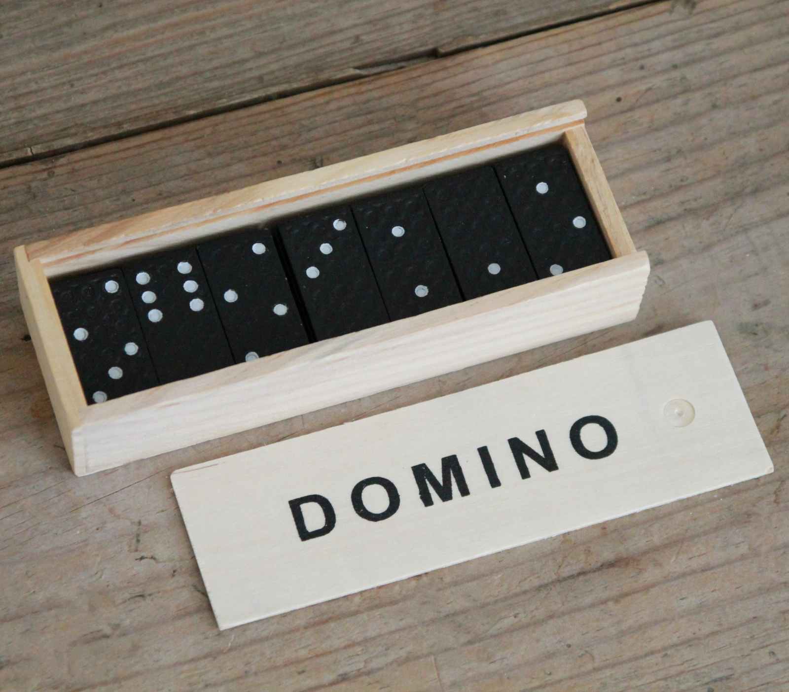 Wooden Dominoes in Box