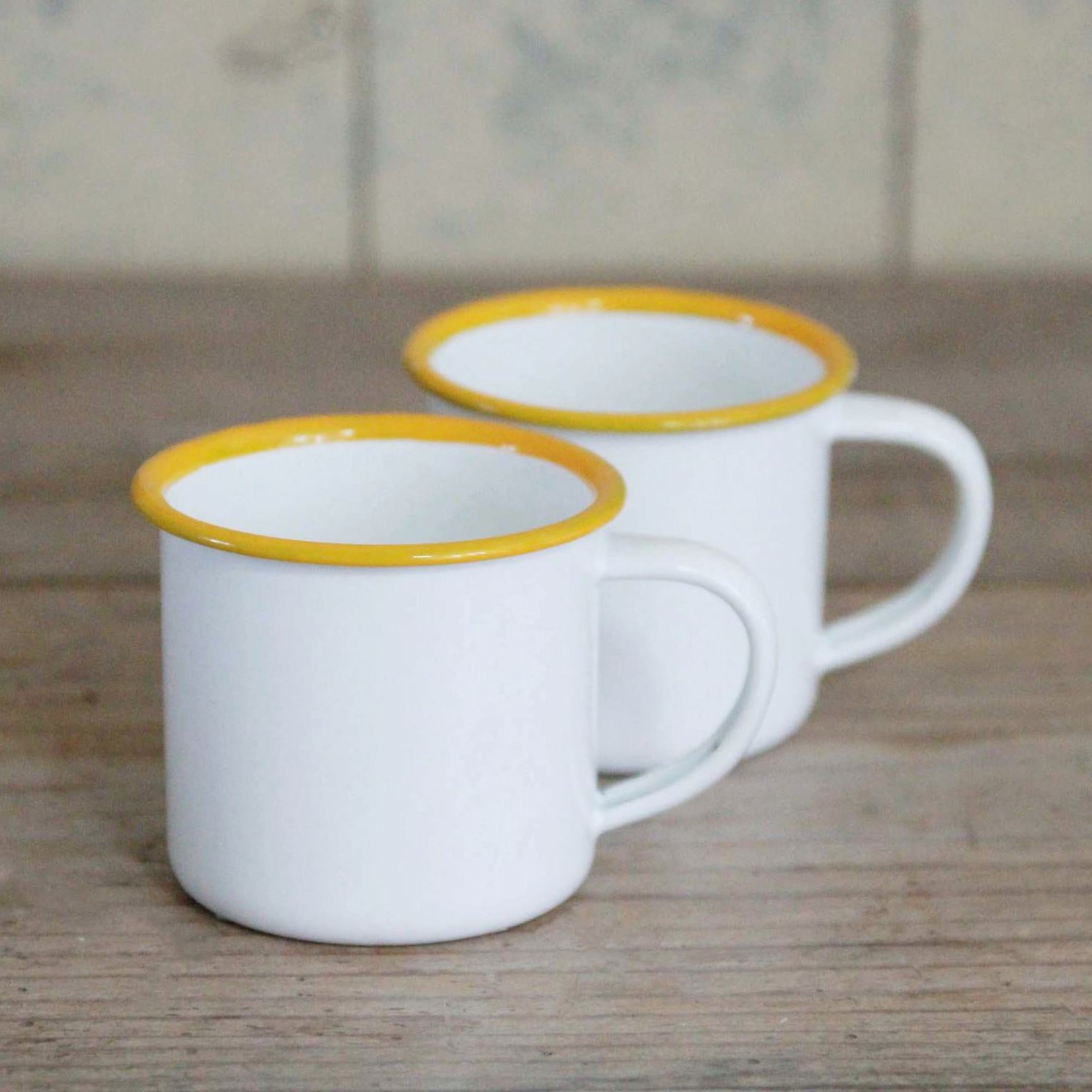 Enamel Espresso Cup - Mustard Rim