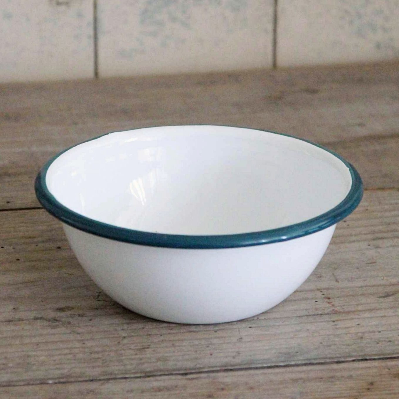 Enamel Cereal Bowl - Green Rim