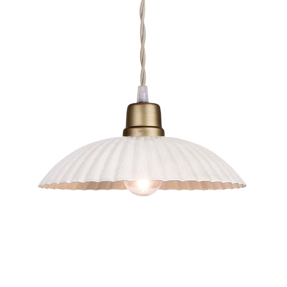 White Enamel Scallop Pendant Light - Large