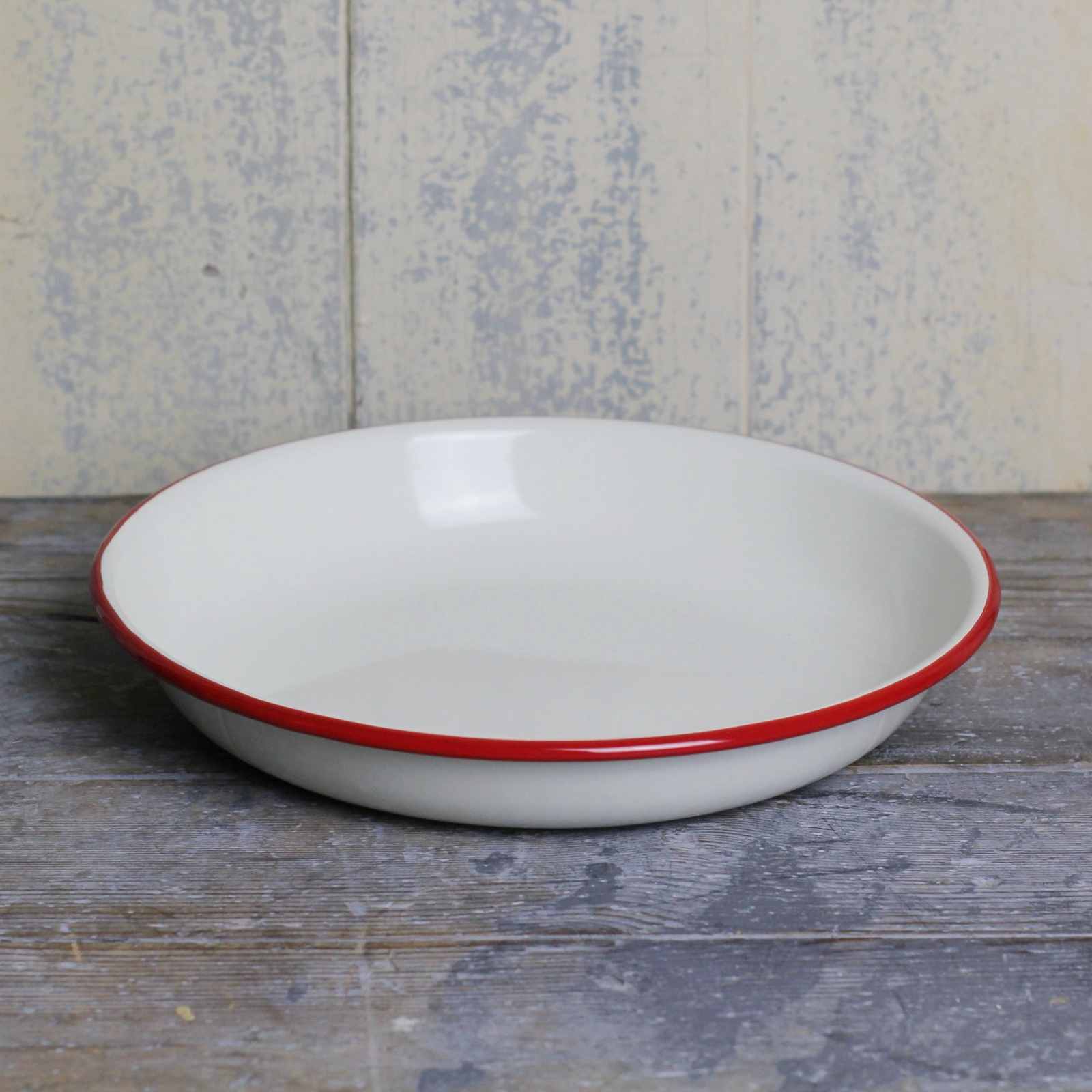 Enamel Pasta Bowl - Cream & Red