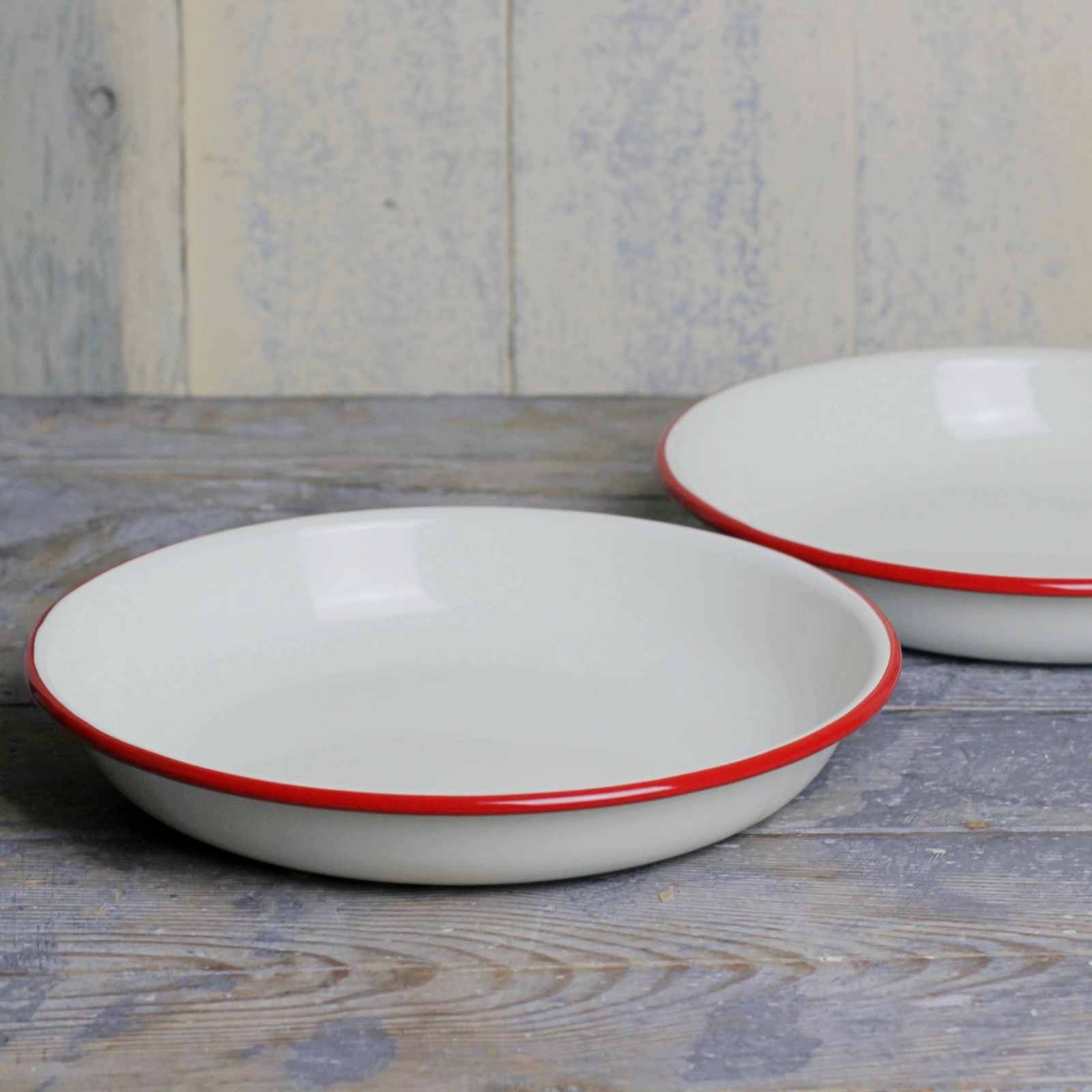 Enamel Pasta Bowl - Cream & Red