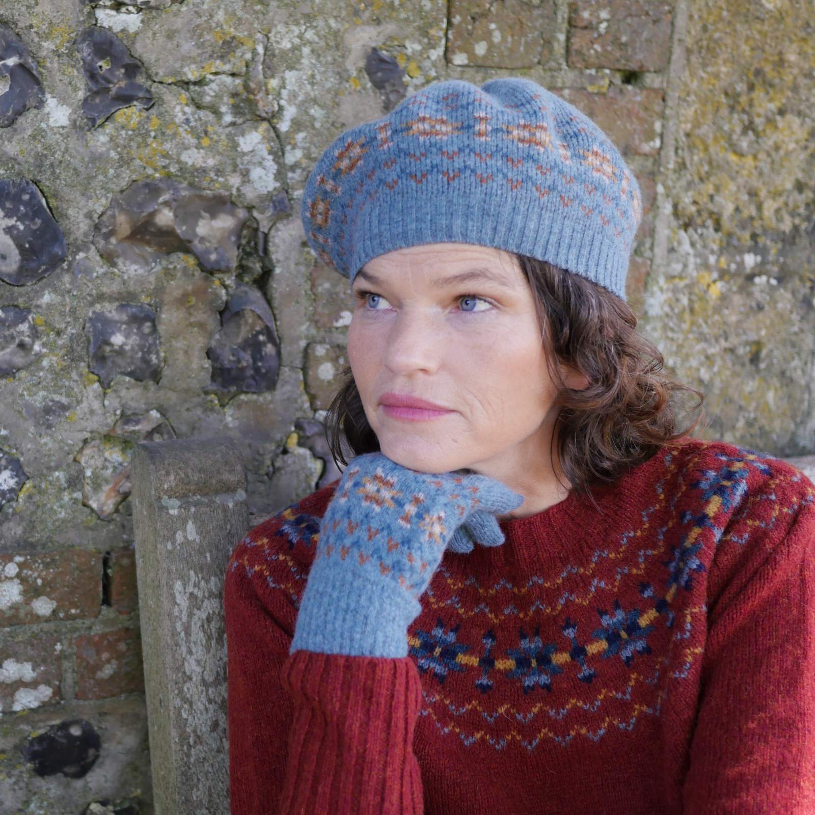 Scottish Fair Isle Beret - Teal