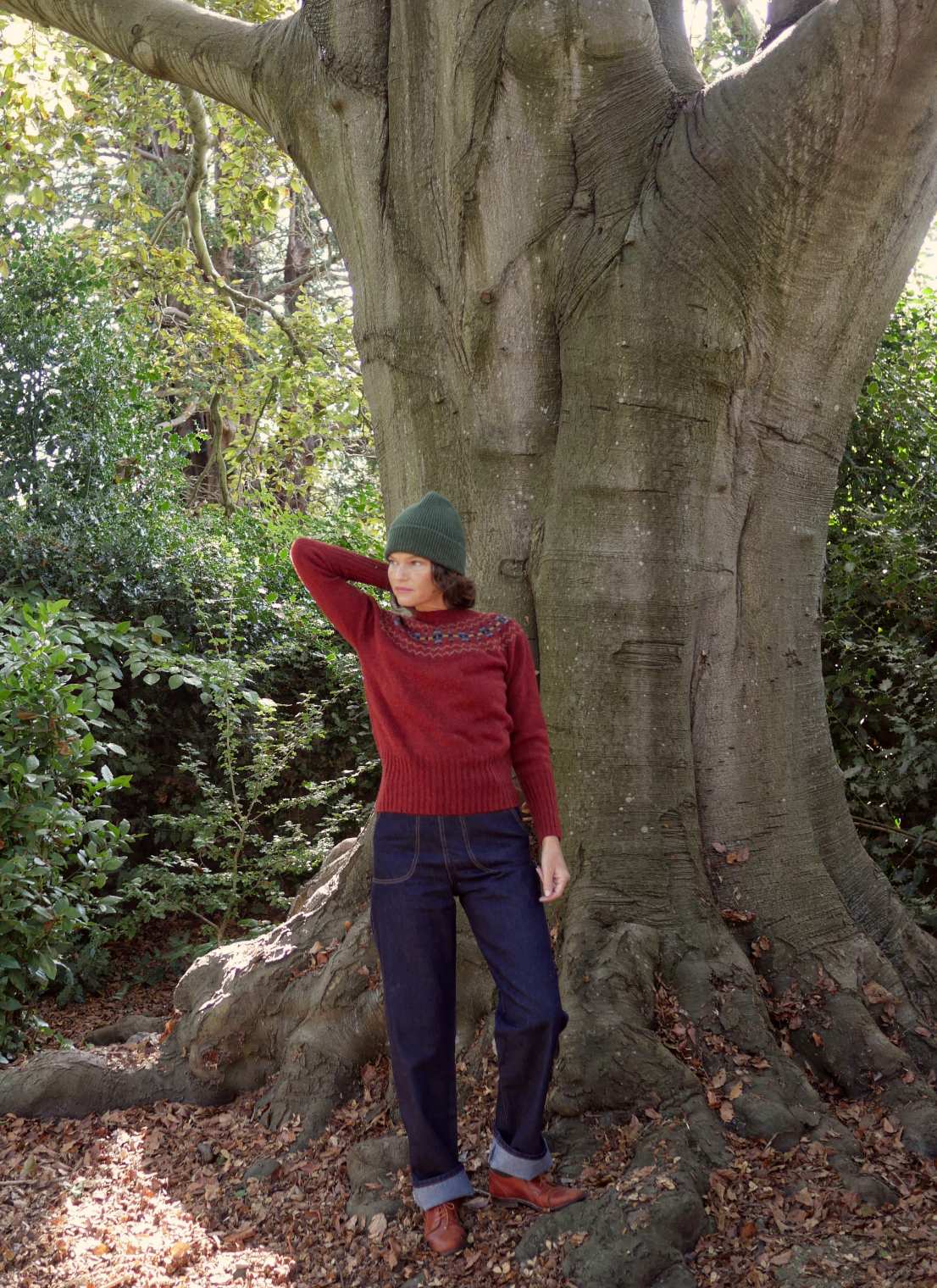 Womens fair isle jumper - Traditional Scottish Fair Isle Yoke Jumper Autumn Berry