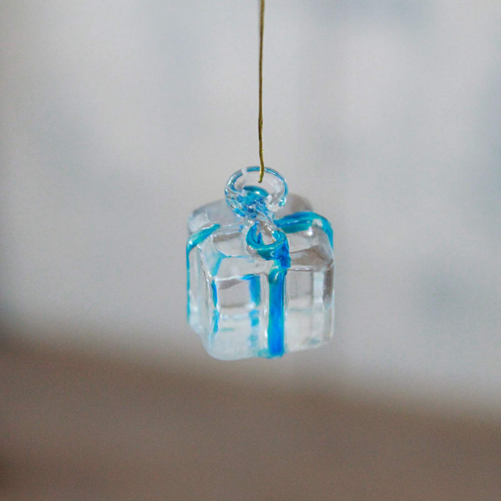 Blue Coloured Glass Present Decoration