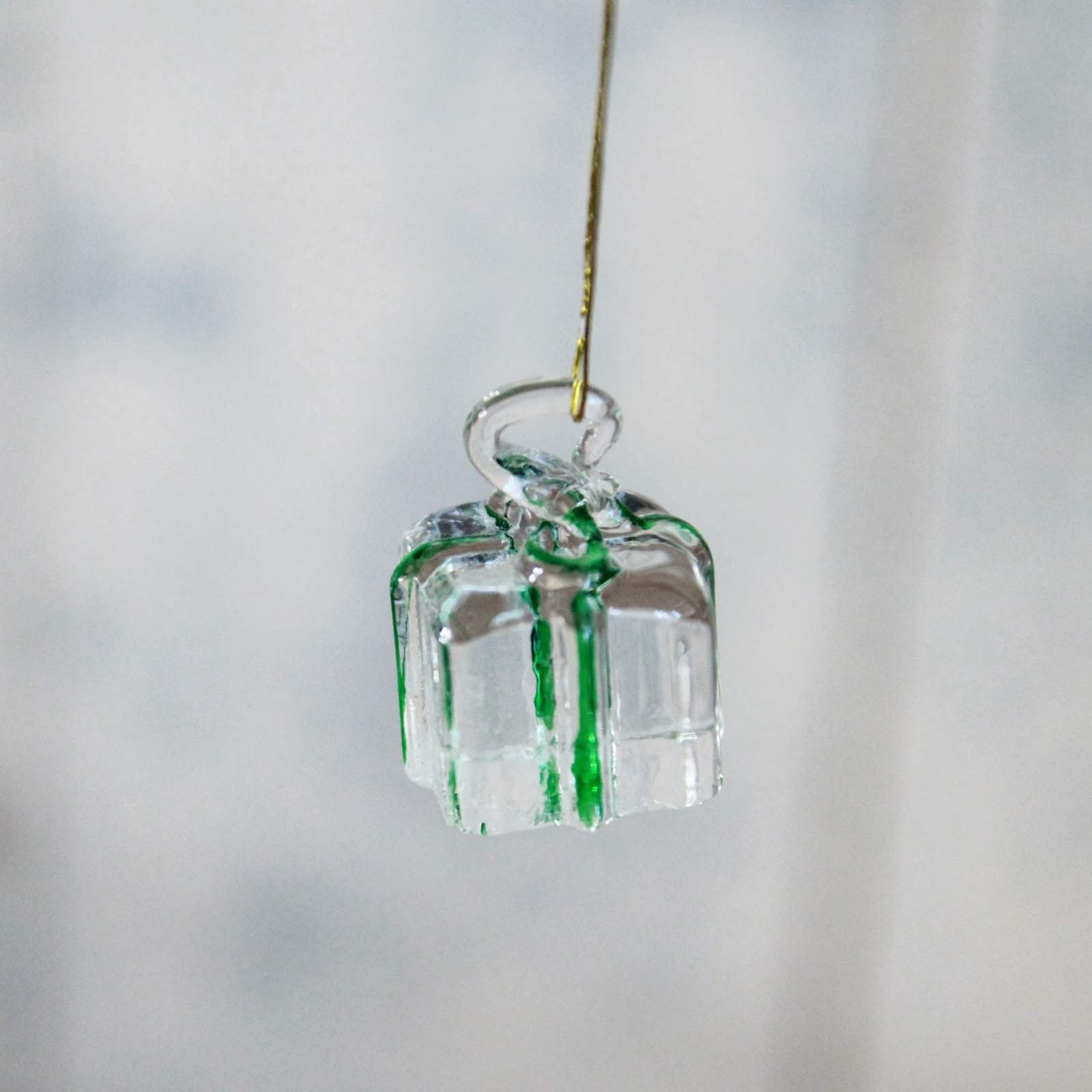 Green Coloured Glass Present Decoration