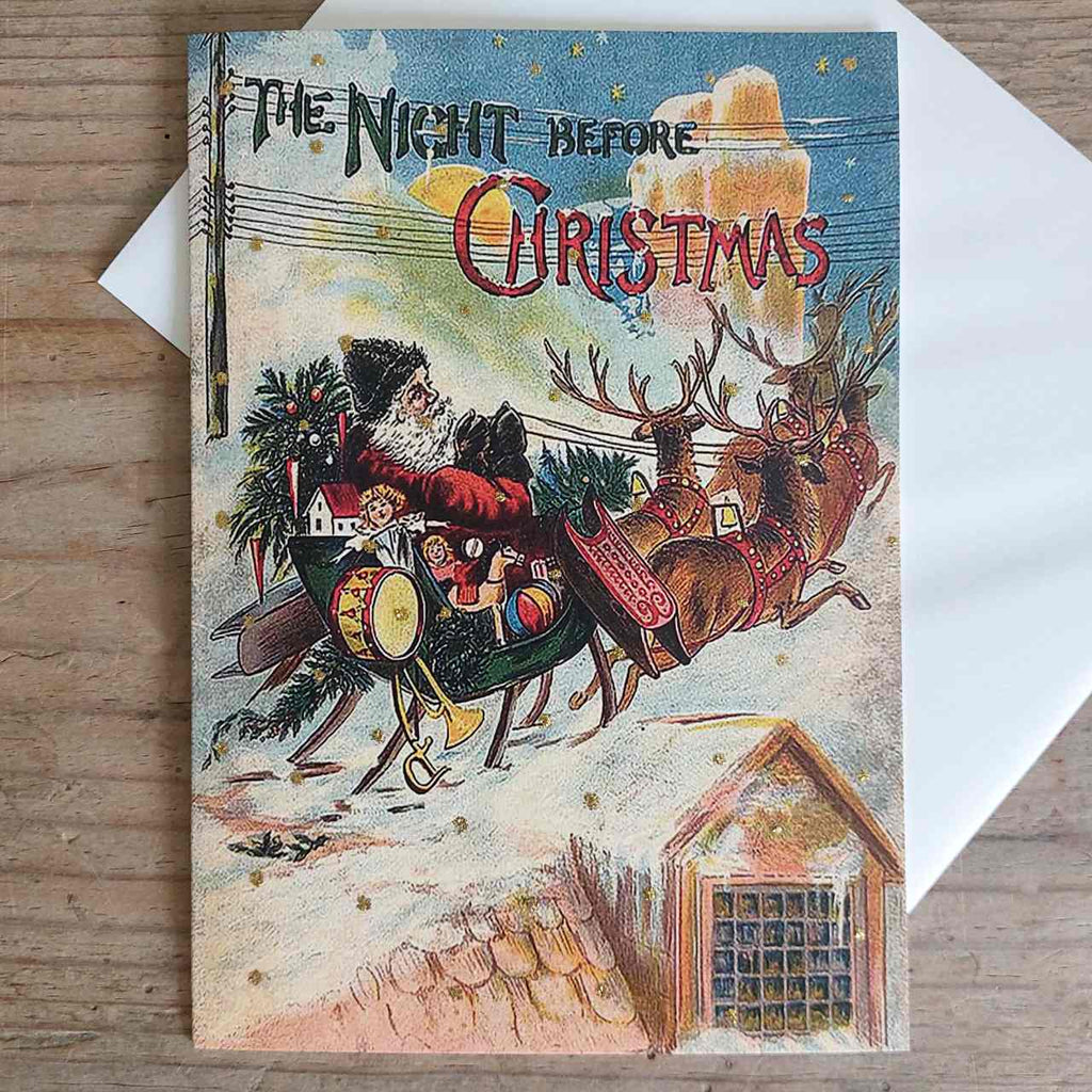 Vintage Glitter Christmas Card - The Night Before Christmas