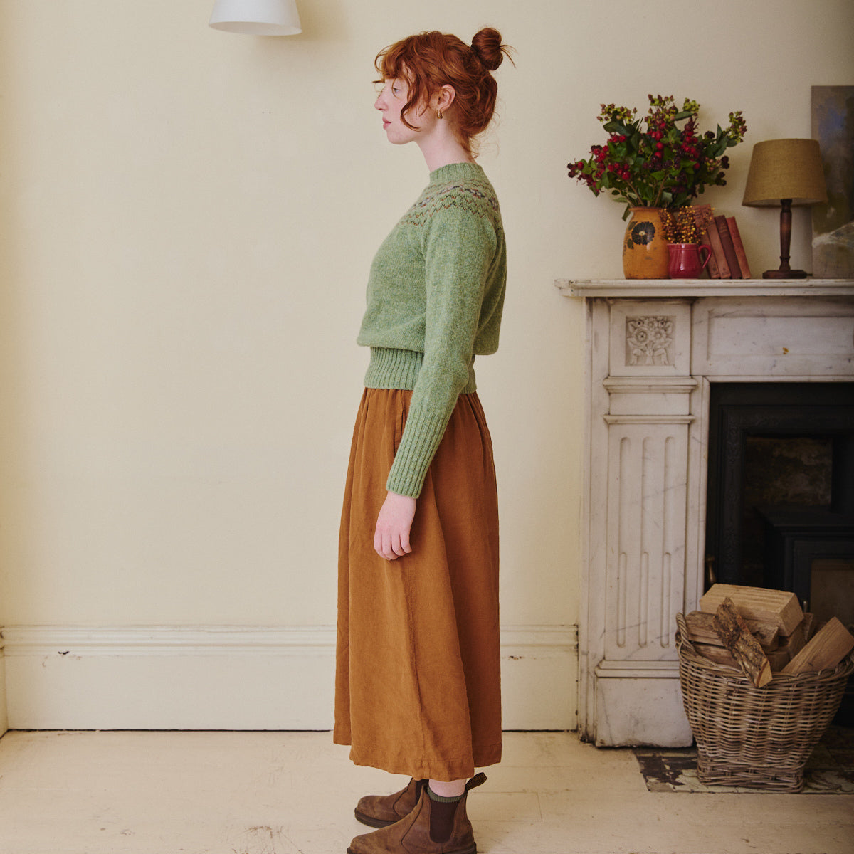 Fair Isle Crew Neck Jumper - Apple Green