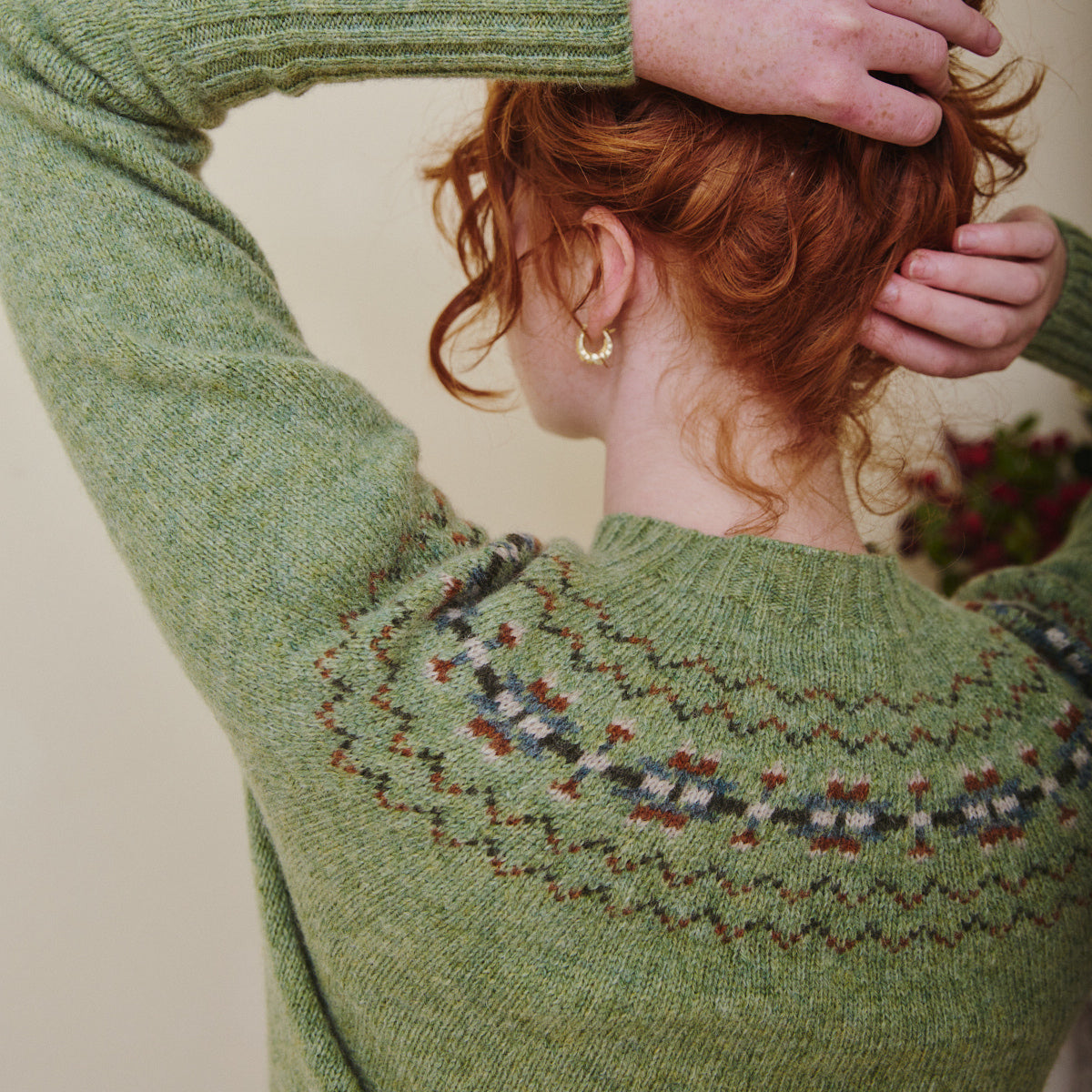 Fair Isle Crew Neck Jumper - Apple Green