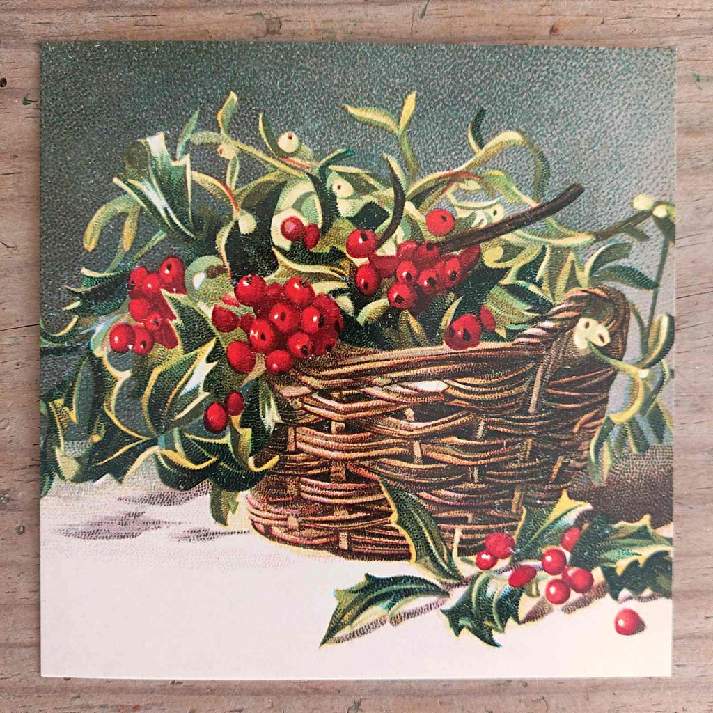 Traditional Christmas Card Pack - Holly and Mistletoe Basket