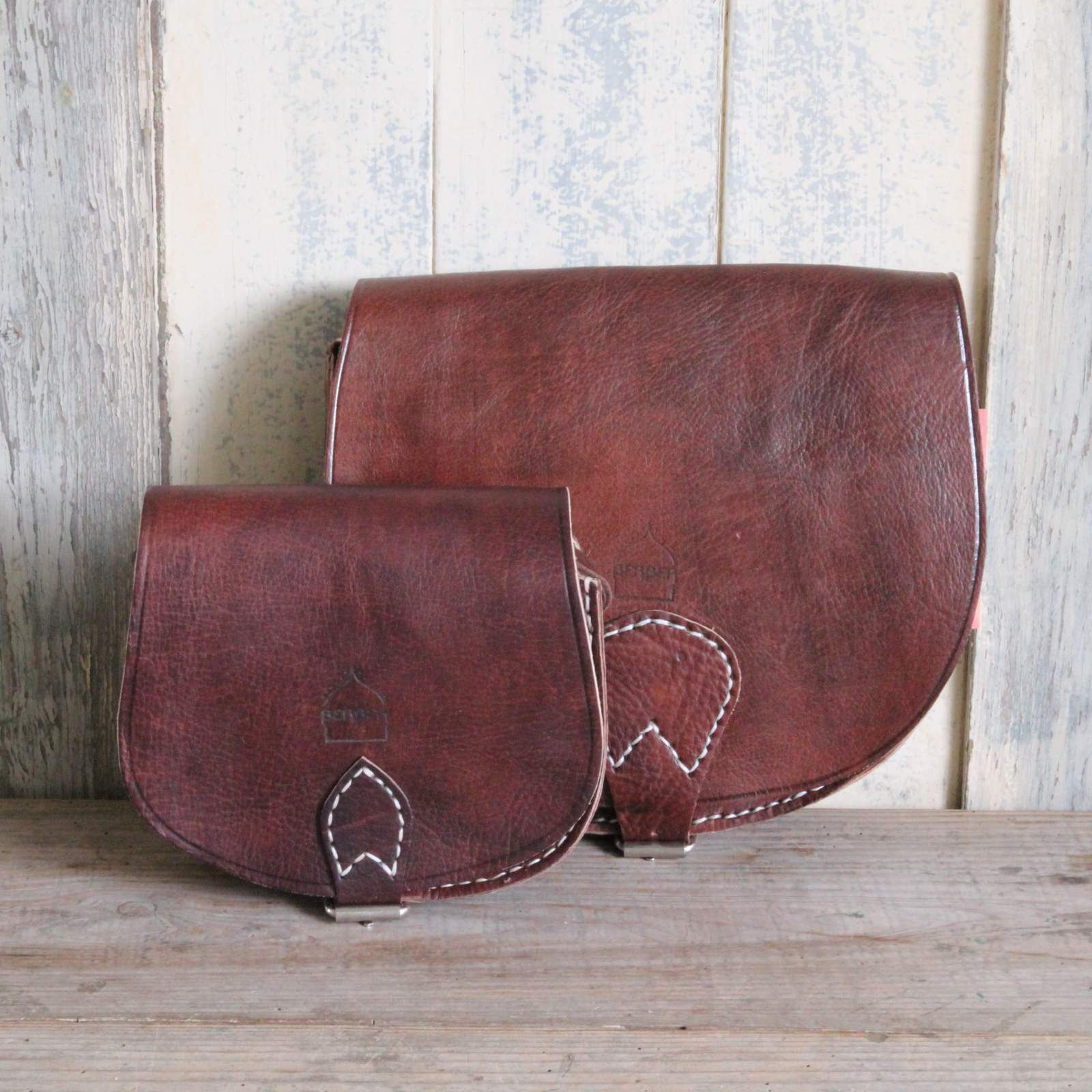 Brown Leather Saddle Bag - Small and large