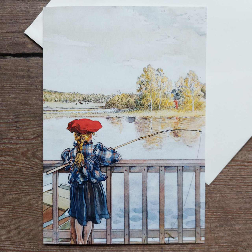 Carl Larsson - Lisbeth Fishing Greeting Card