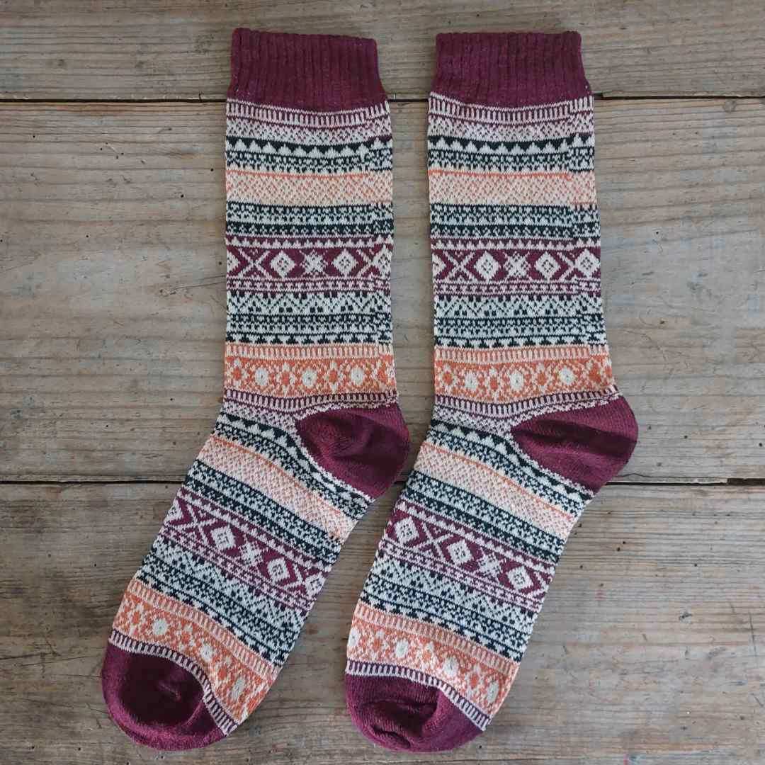 Men's Fair Isle Socks Burgundy