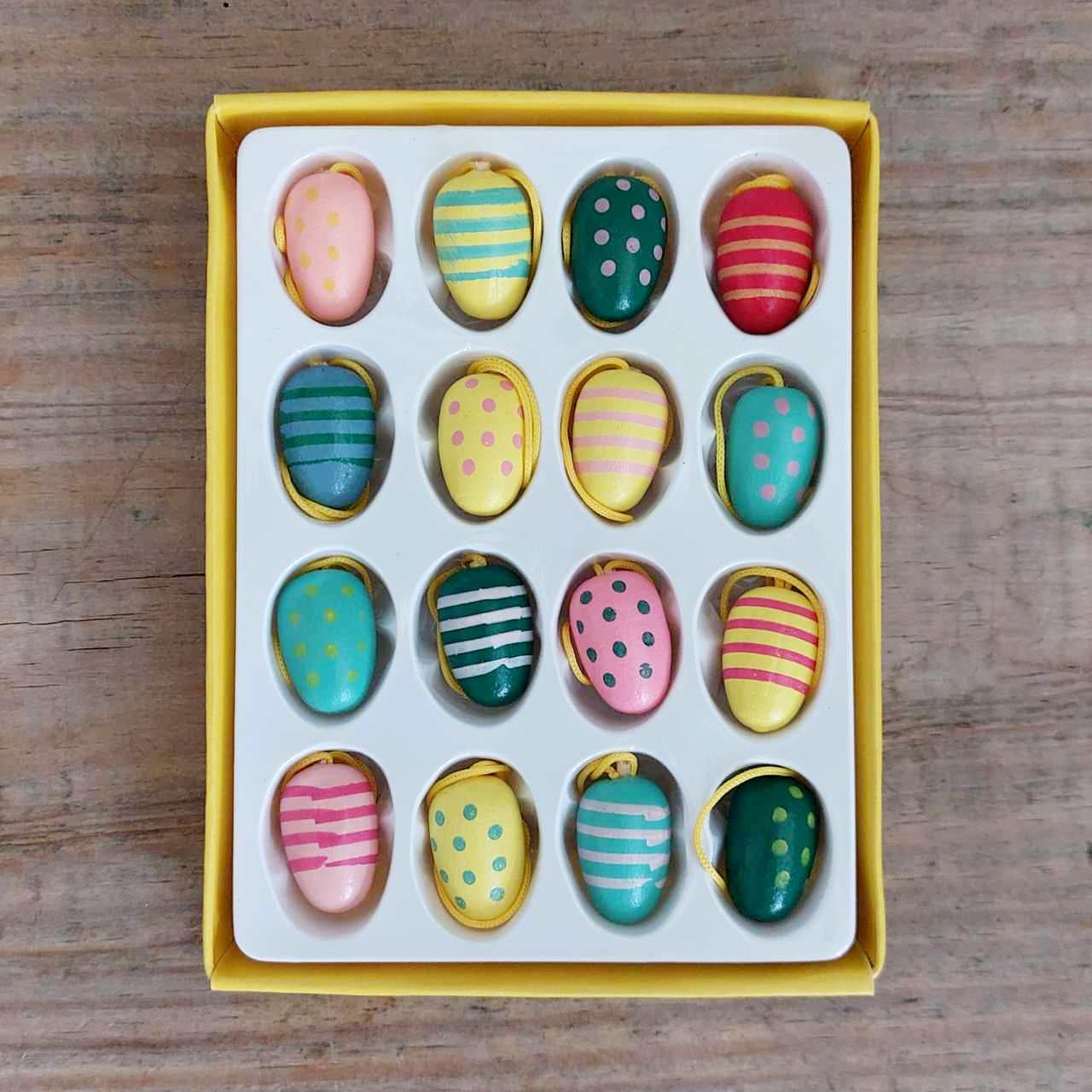 Box of Mini Wooden Egg Decorations